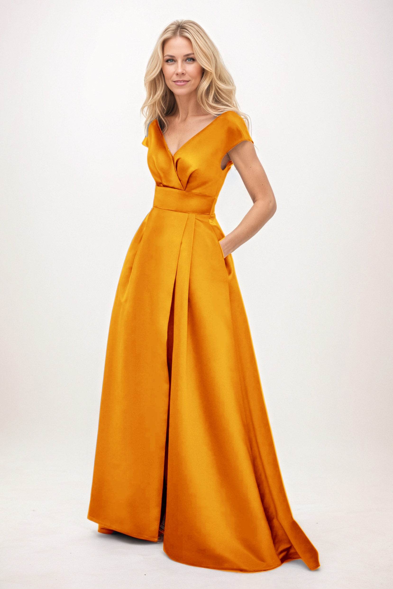 A-Line Maxi Satin Mother of the Bride Dresses CM0408 - COCOMELODY