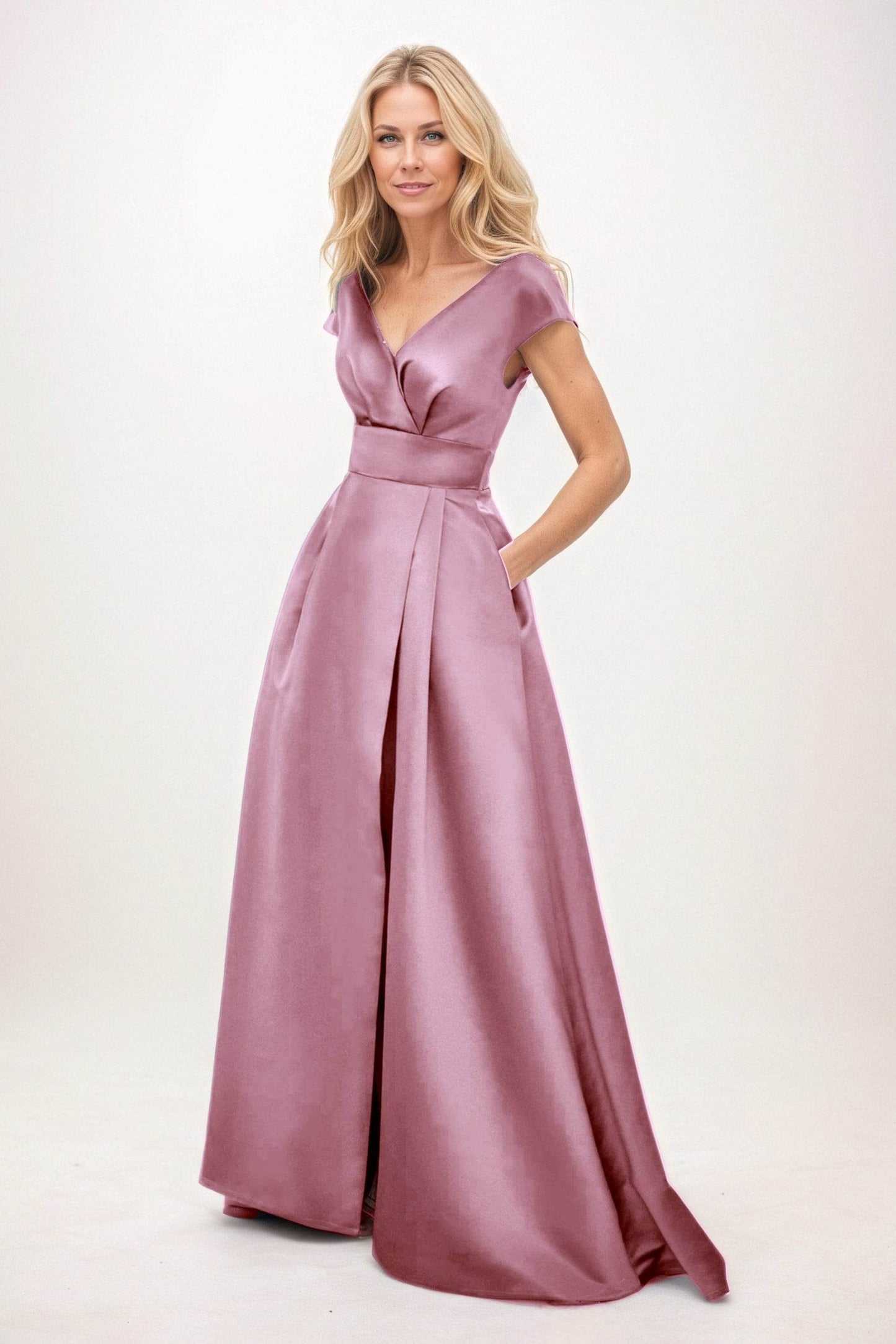 A-Line Maxi Satin Mother of the Bride Dresses CM0408 - COCOMELODY