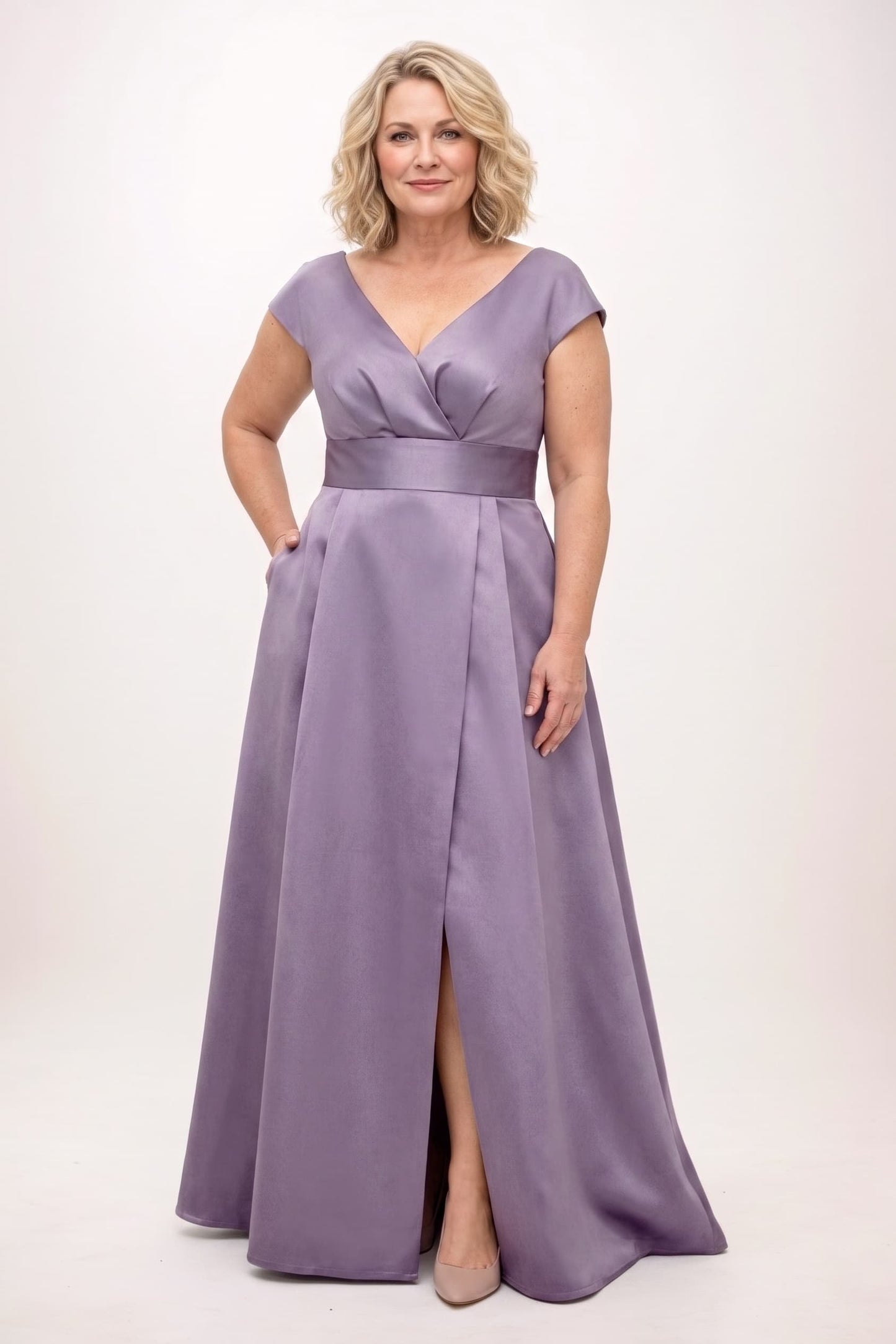 A-Line Maxi Satin Mother of the Bride Dresses CM0408 - Purple Dusk - COCOMELODY