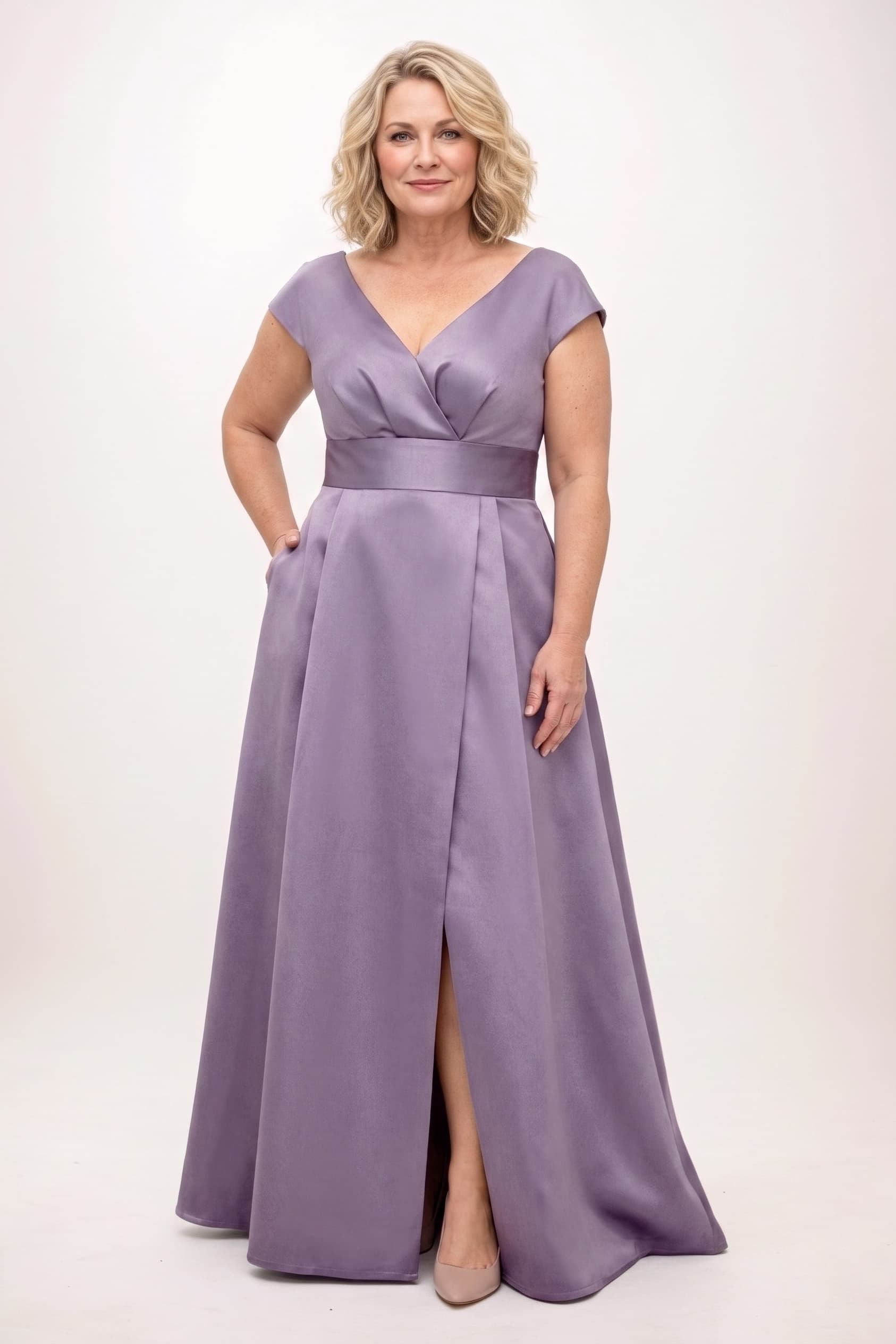 A-Line Maxi Satin Mother of the Bride Dresses CM0408 - Purple Dusk - COCOMELODY