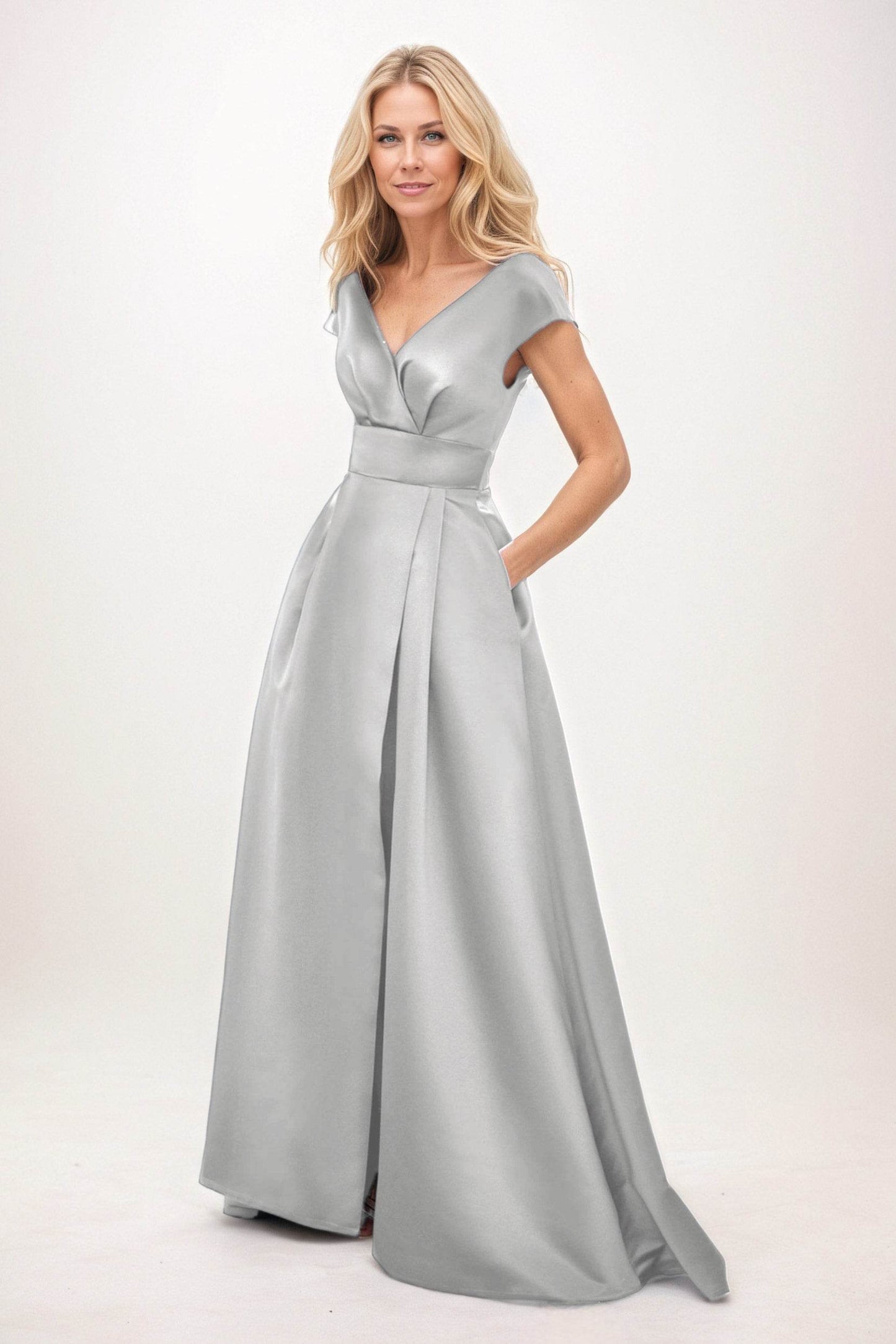 A-Line Maxi Satin Mother of the Bride Dresses CM0408 - COCOMELODY