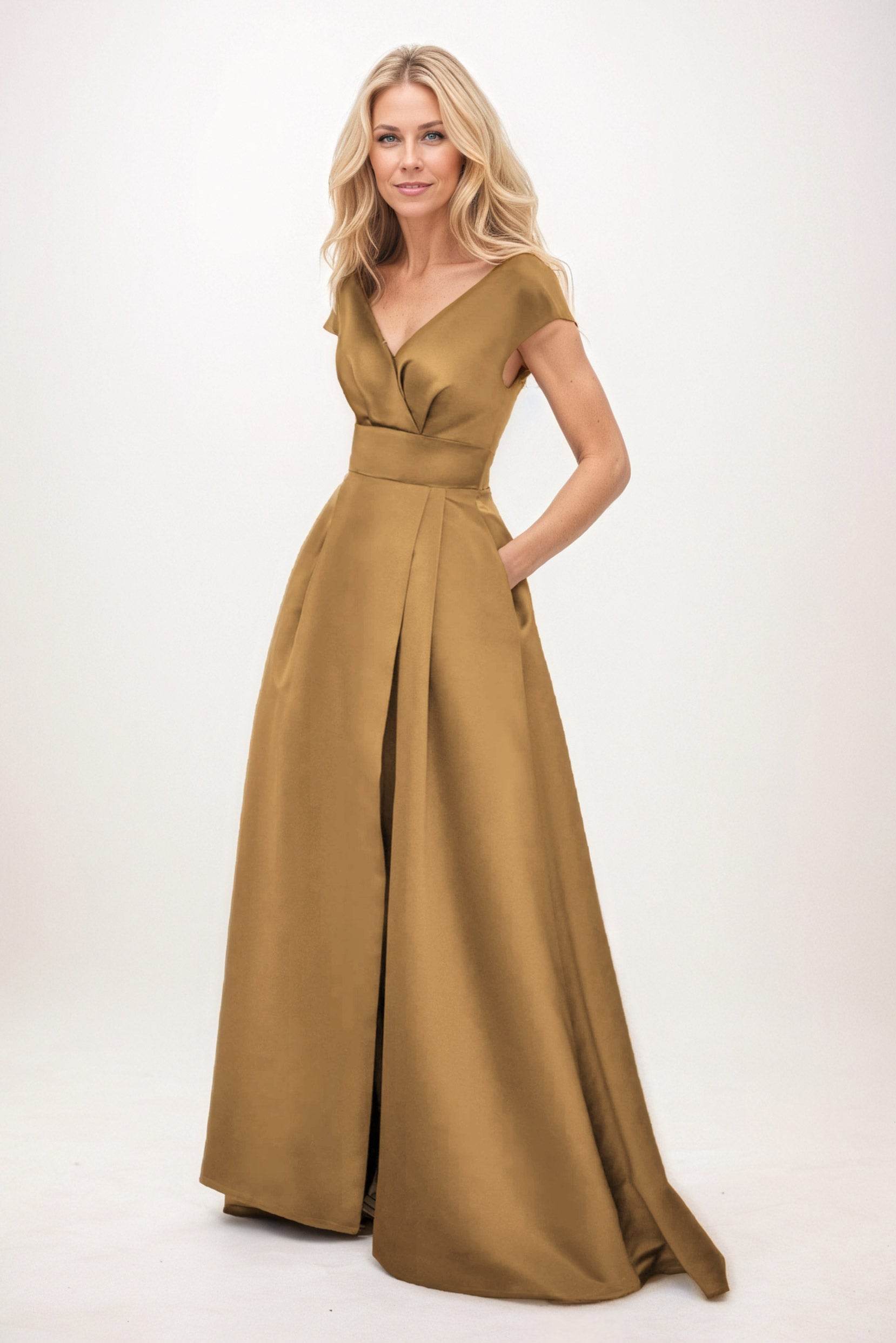 A-Line Maxi Satin Mother of the Bride Dresses CM0408 - COCOMELODY