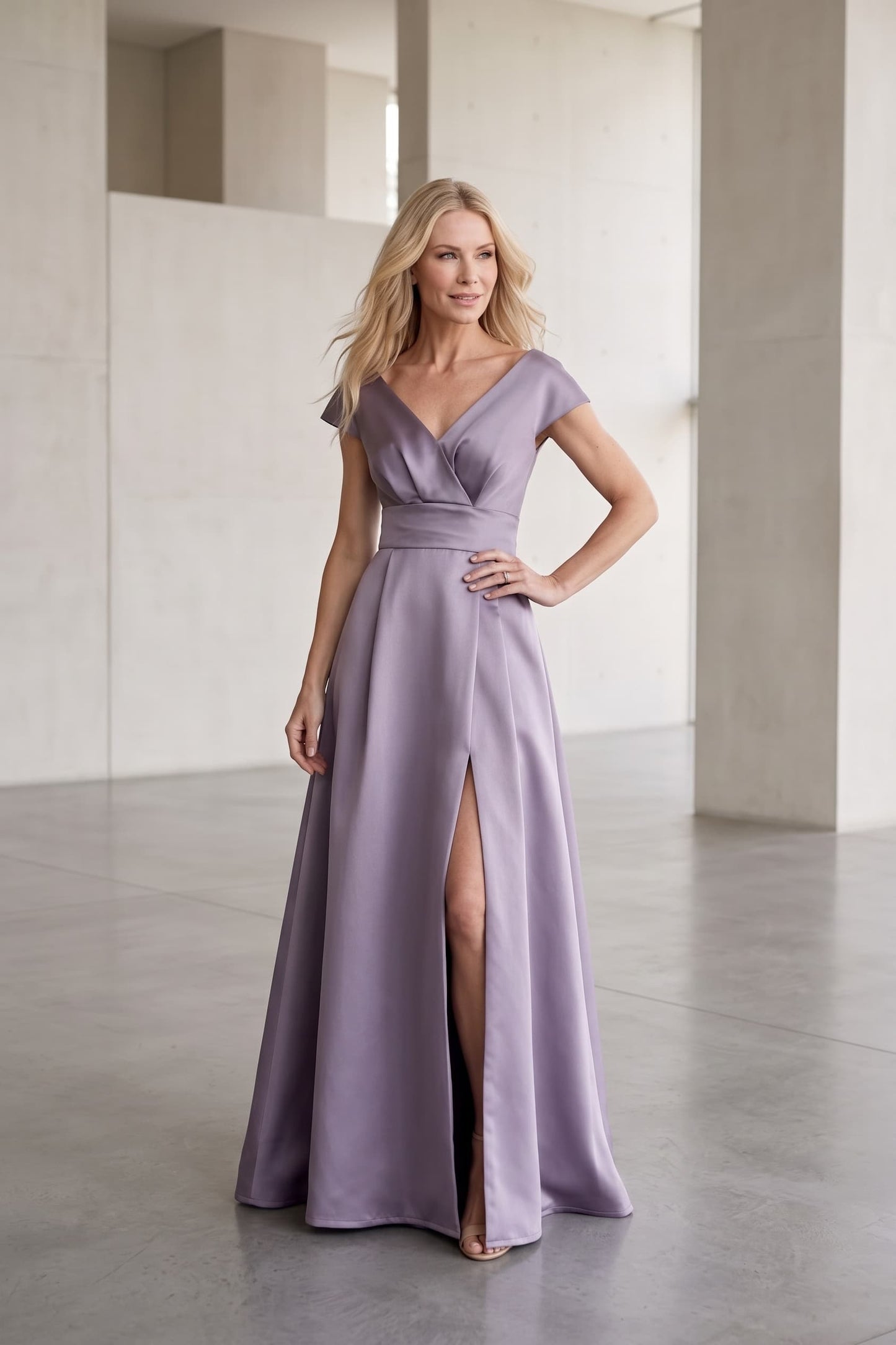 A-Line Maxi Satin Mother of the Bride Dresses CM0408 - Purple Dusk - COCOMELODY