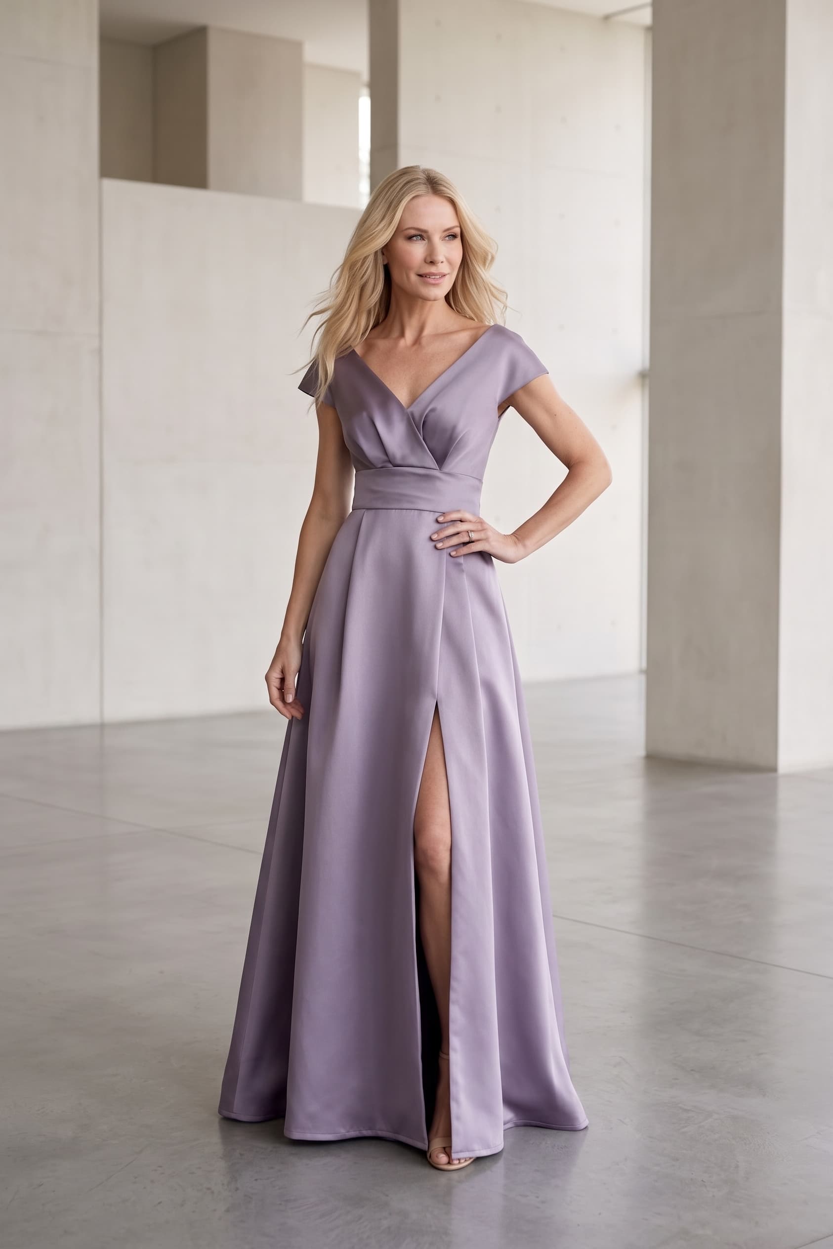 A-Line Maxi Satin Mother of the Bride Dresses CM0408 - Purple Dusk - COCOMELODY