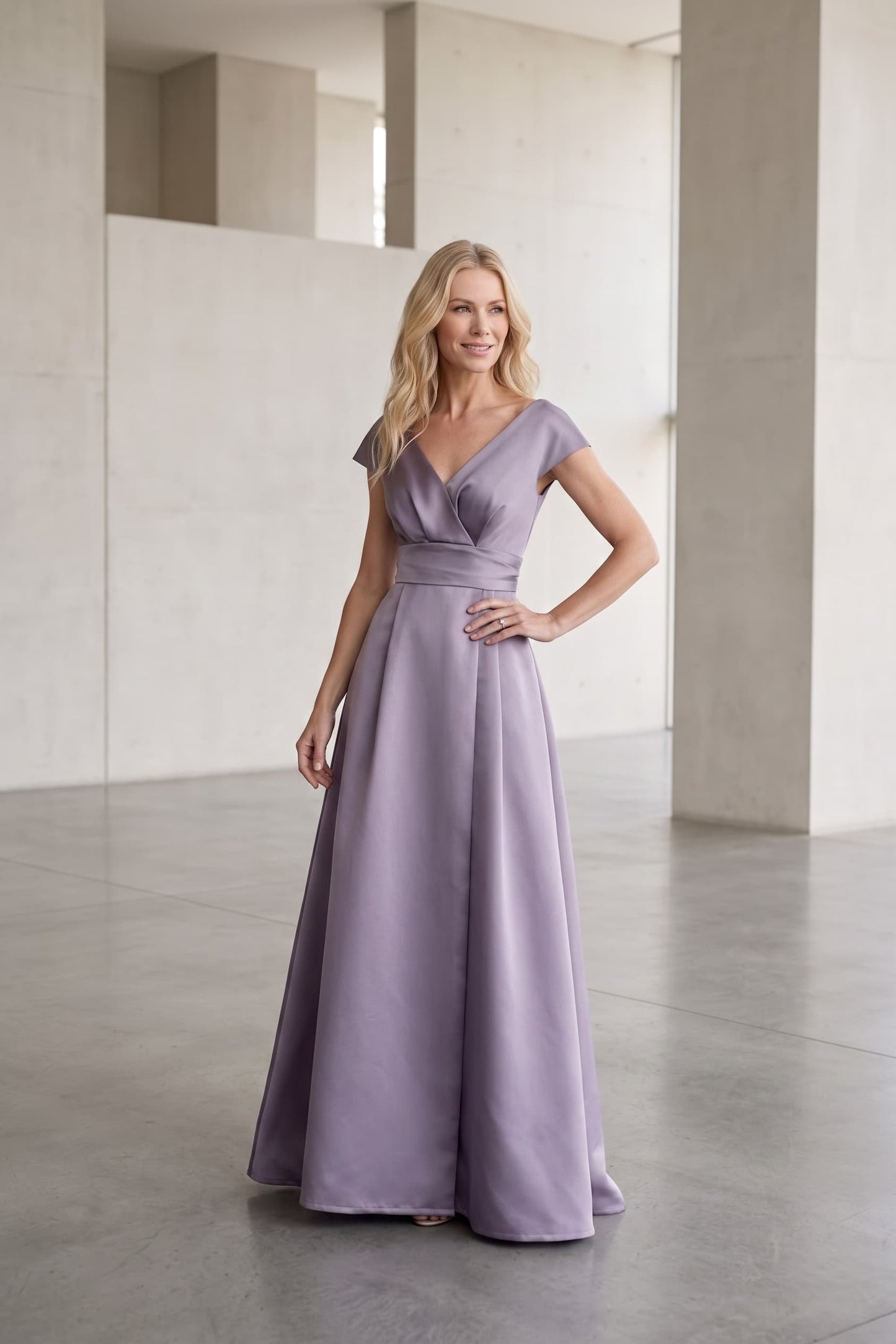 A-Line Maxi Satin Mother of the Bride Dresses CM0408 - Purple Dusk - COCOMELODY