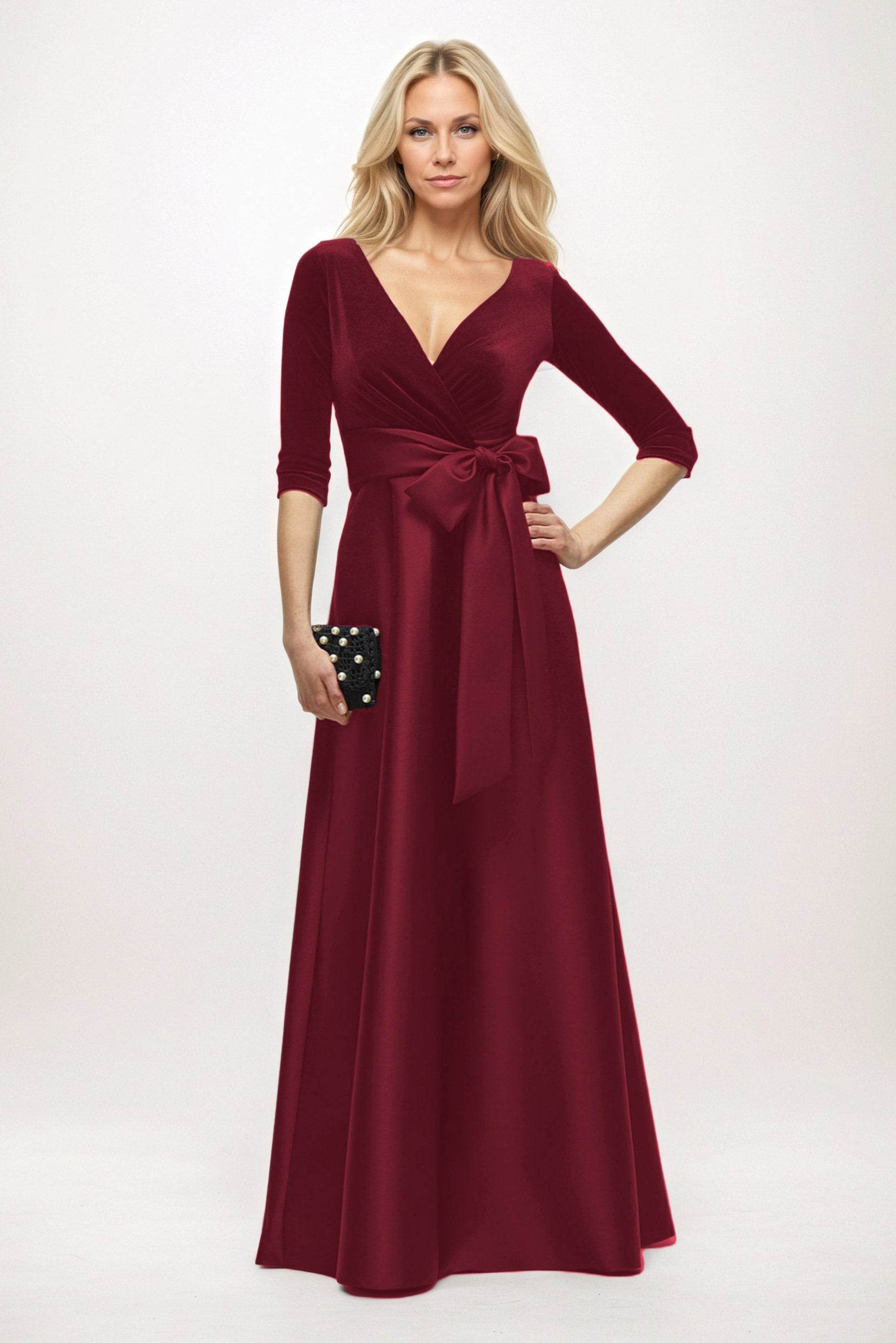 A-Line Maxi Velvet Satin Mother of The Bride Dresses COCOMELODY CM0409, Black A-Line Maxi Velvet Satin Mother of The Bride Dresses COCOMELODY CM0409, Black