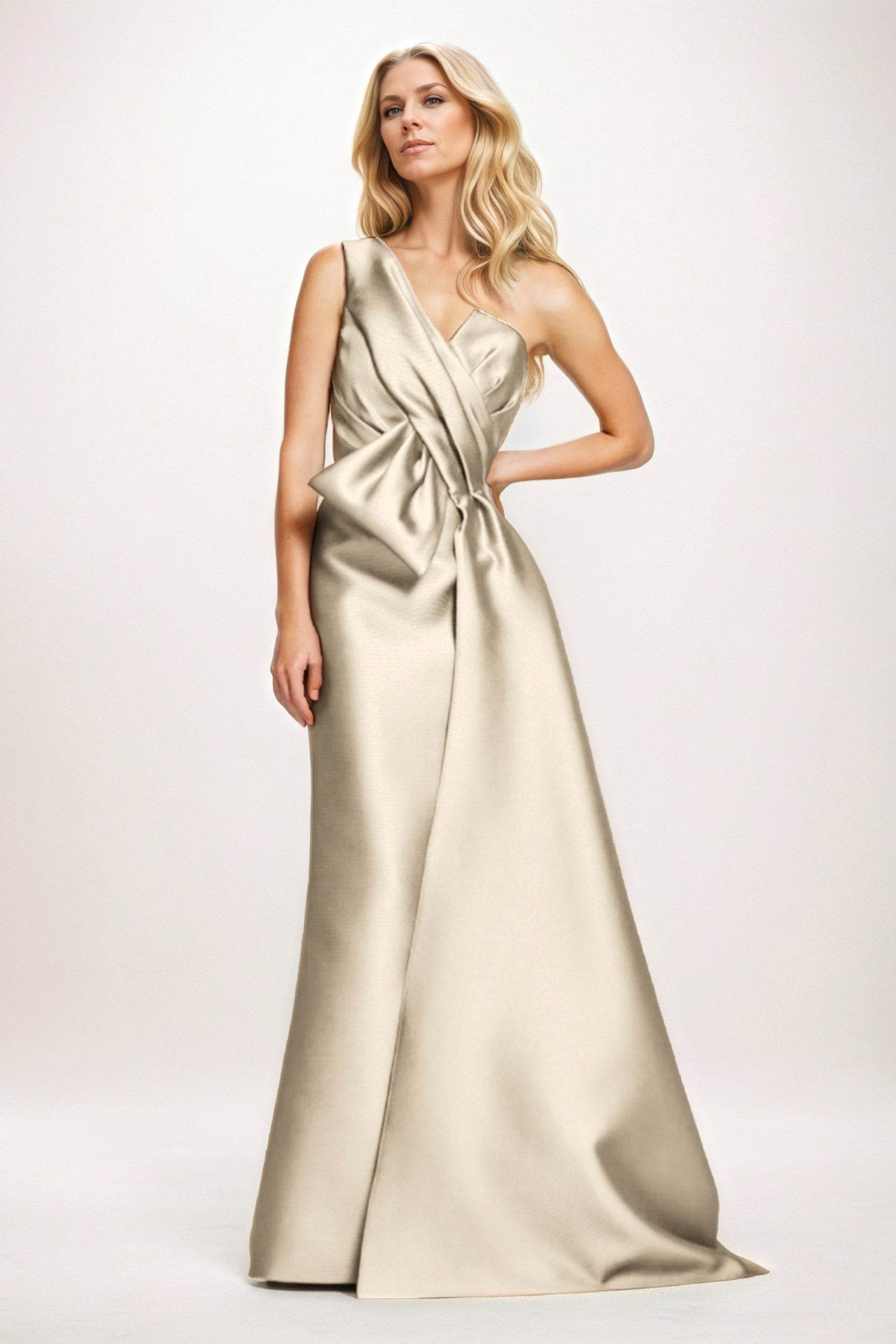 Sheath-Column Maxi Satin Mother of the Bride Dresses CM0410 - COCOMELODY