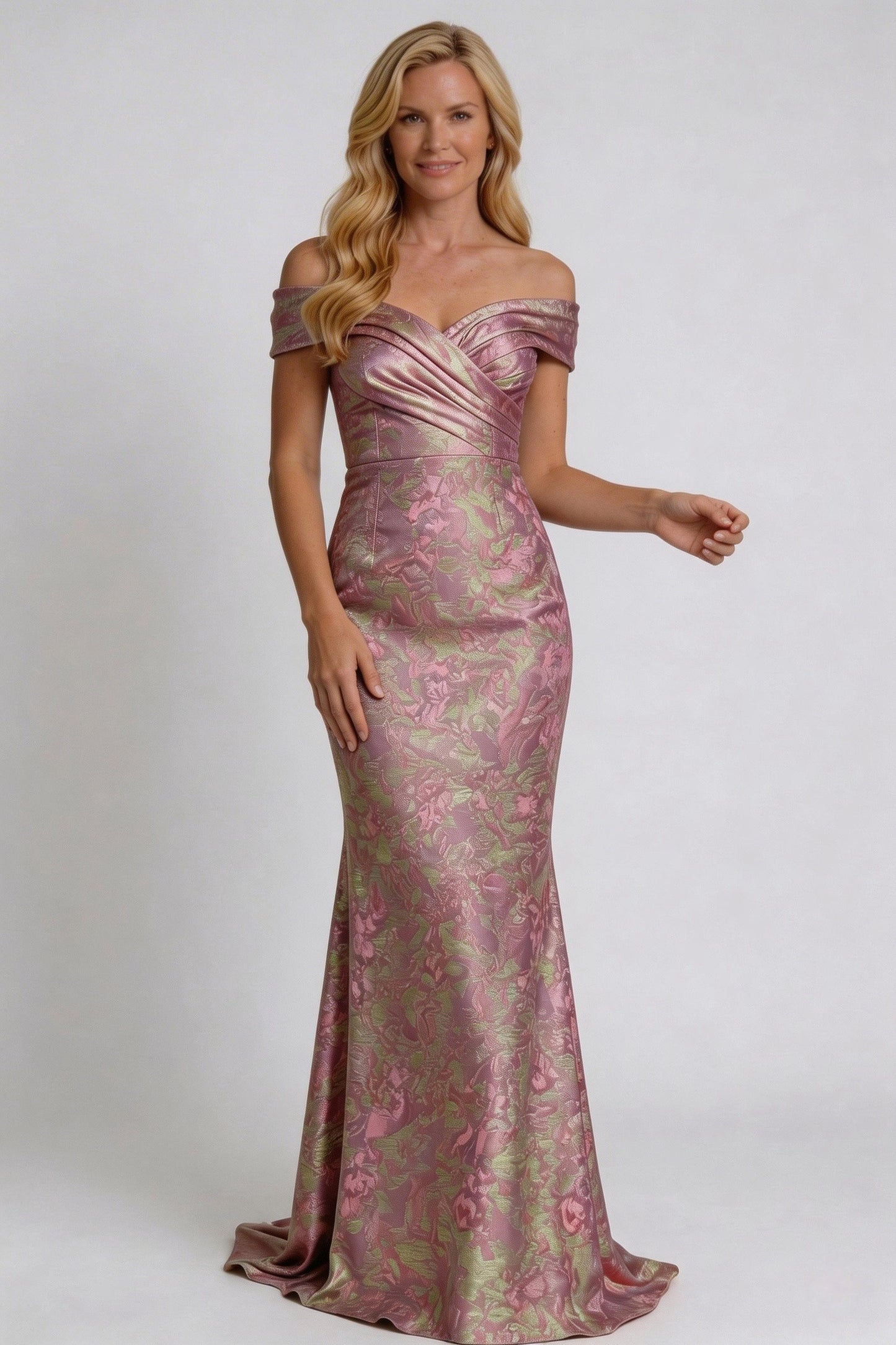 Sheath-Column Floor Length Jacquard Mother of the Bride Dress CM0416