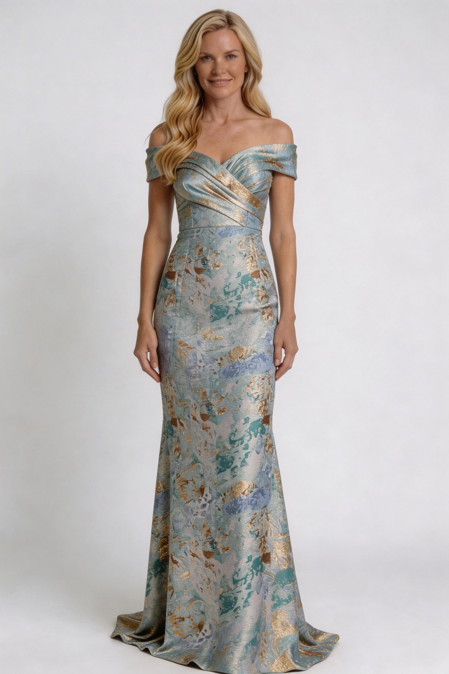 Sheath-Column Floor Length Jacquard Mother of the Bride Dress CM0416