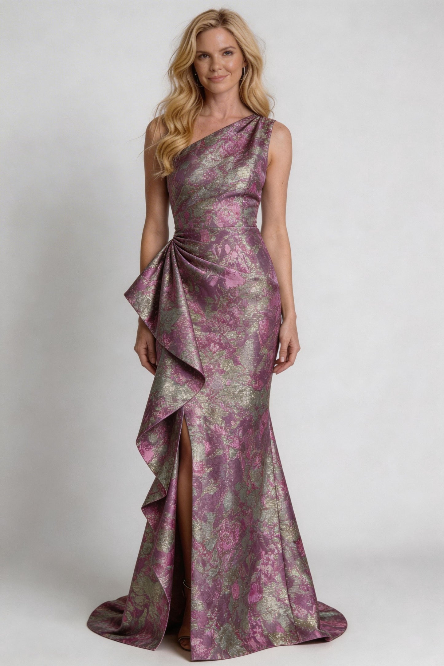 Trumpet-Mermaid Floor Length Jacquard Mother of the Bride Dress CM0419