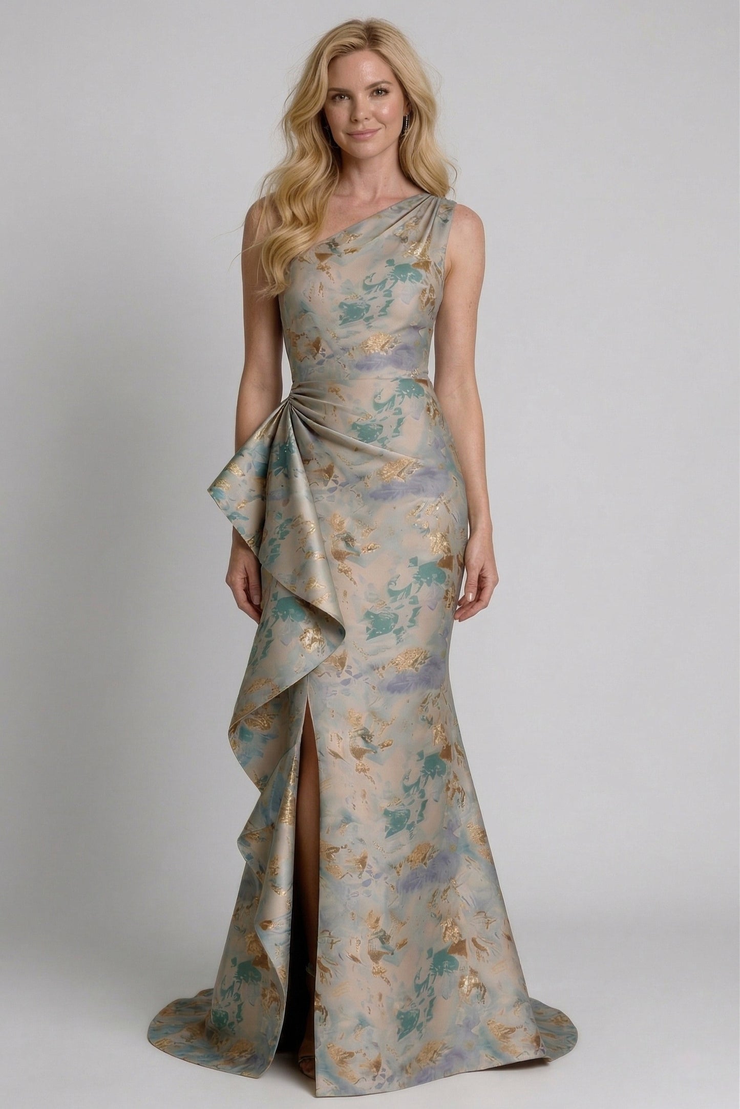 Trumpet-Mermaid Floor Length Jacquard Mother of the Bride Dress CM0419