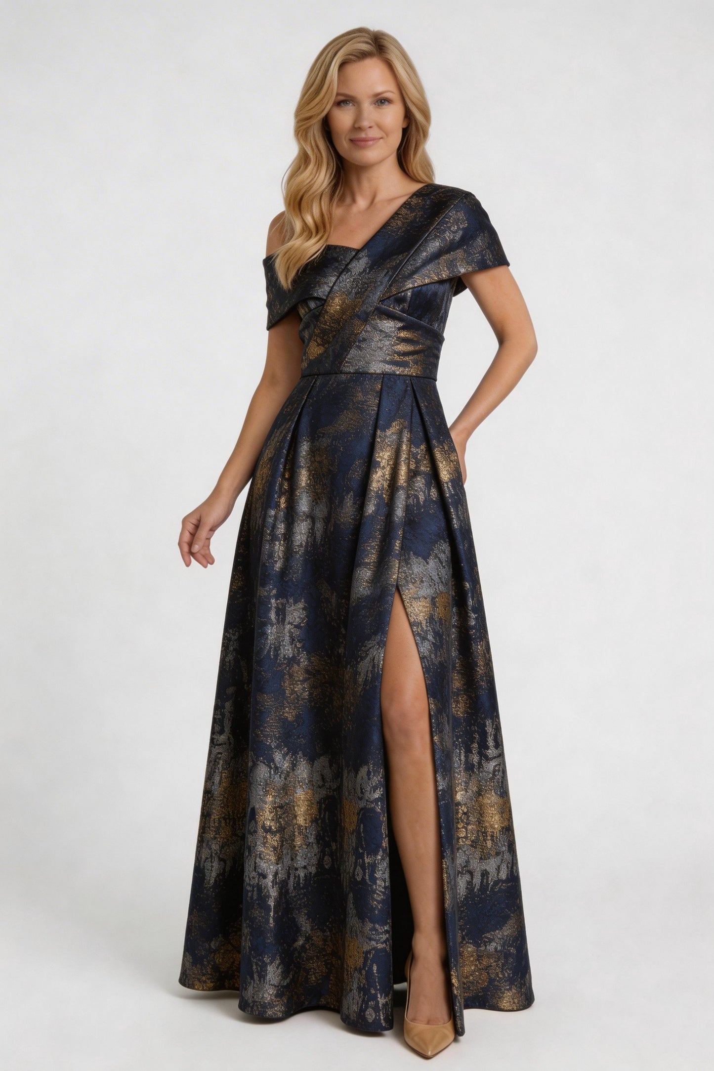 A-Line Floor Length Jacquard Mother of the Bride Dress CM0422