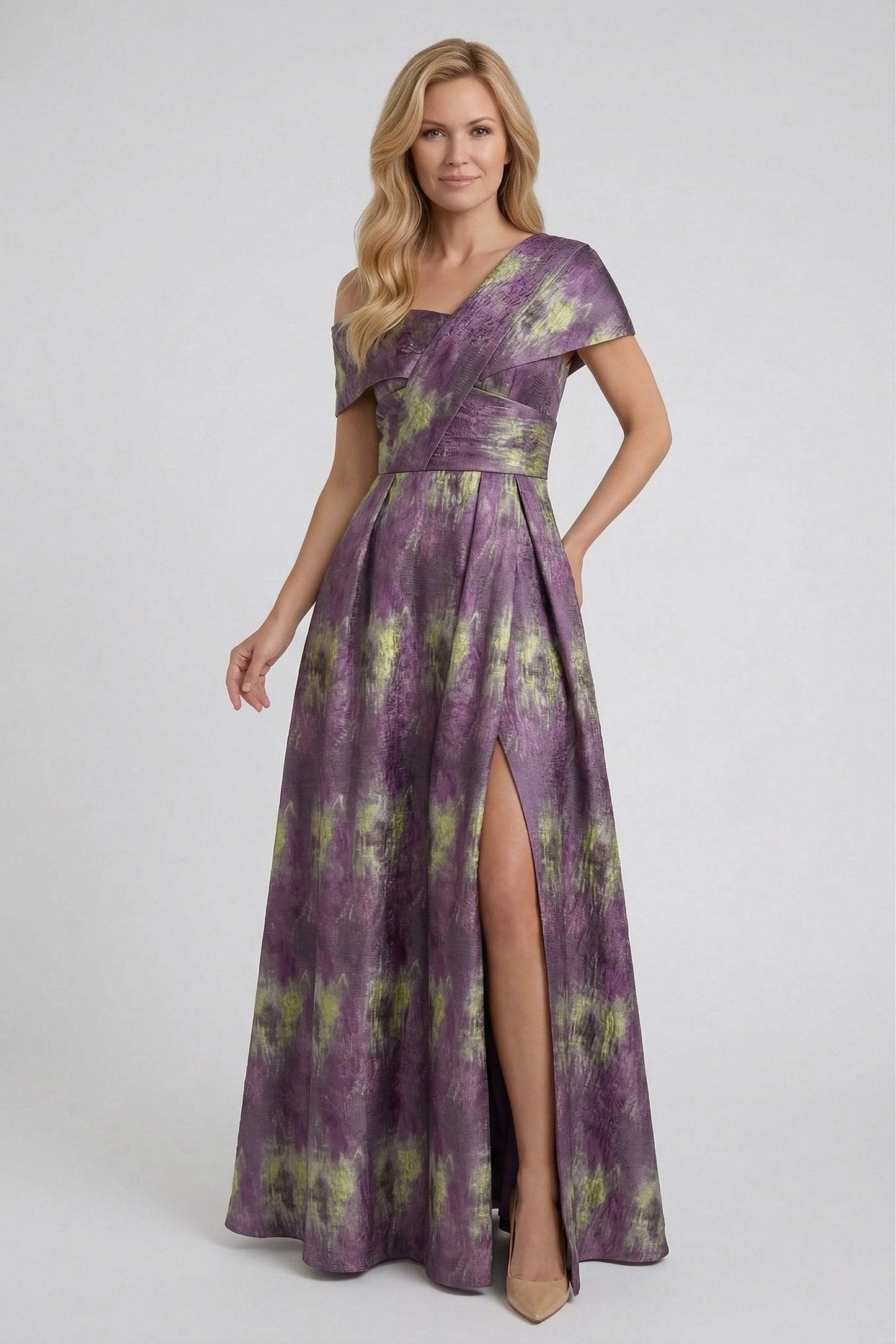 A-Line Floor Length Jacquard Mother of the Bride Dress CM0422