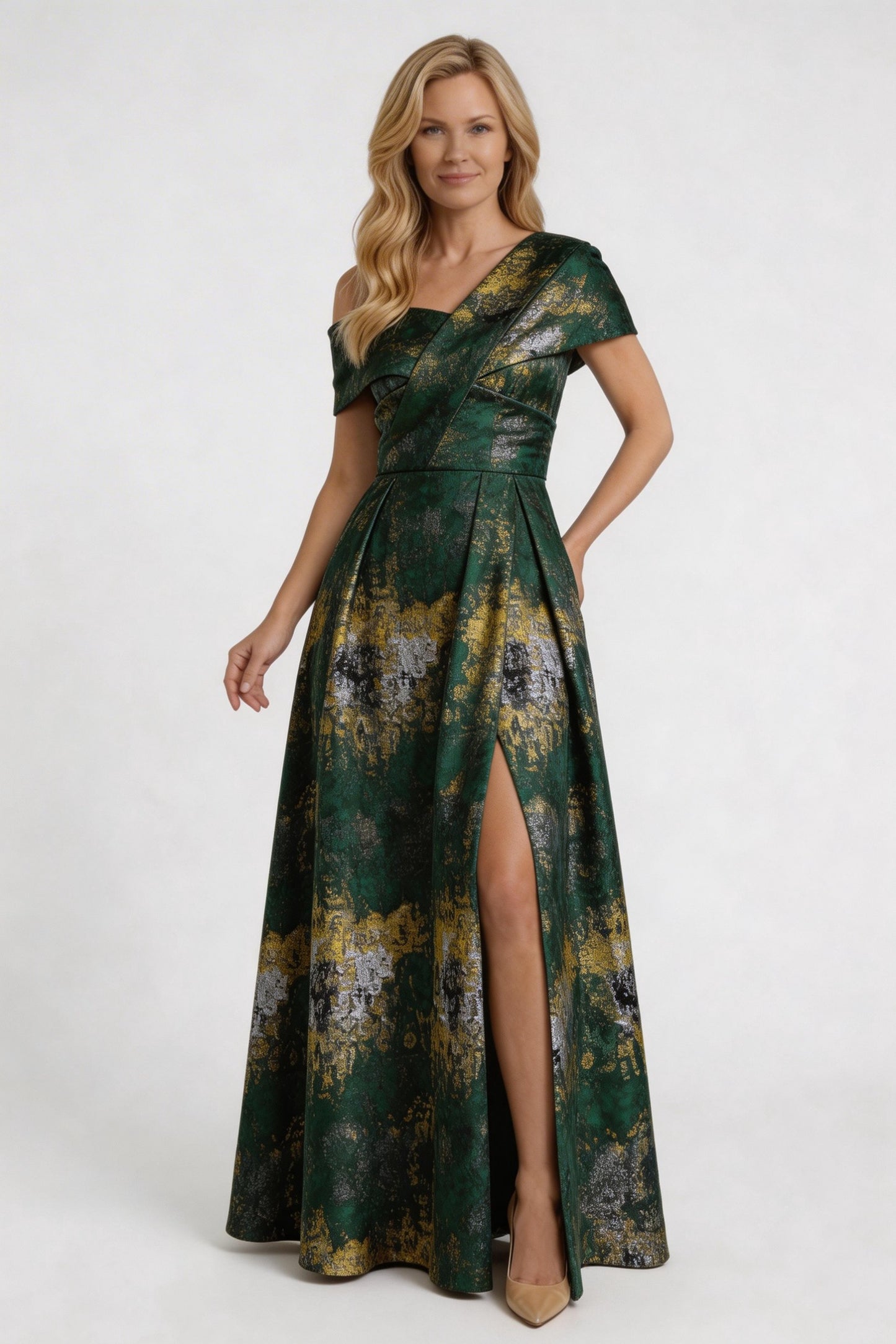 A-Line Floor Length Jacquard Mother of the Bride Dress CM0422