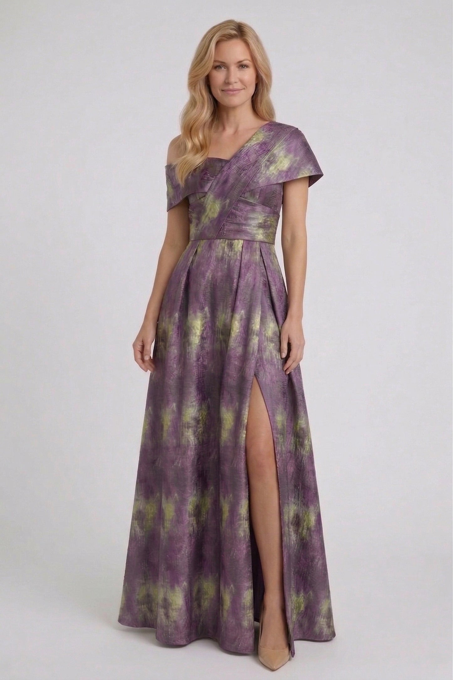 A-Line Floor Length Jacquard Mother of the Bride Dress CM0422