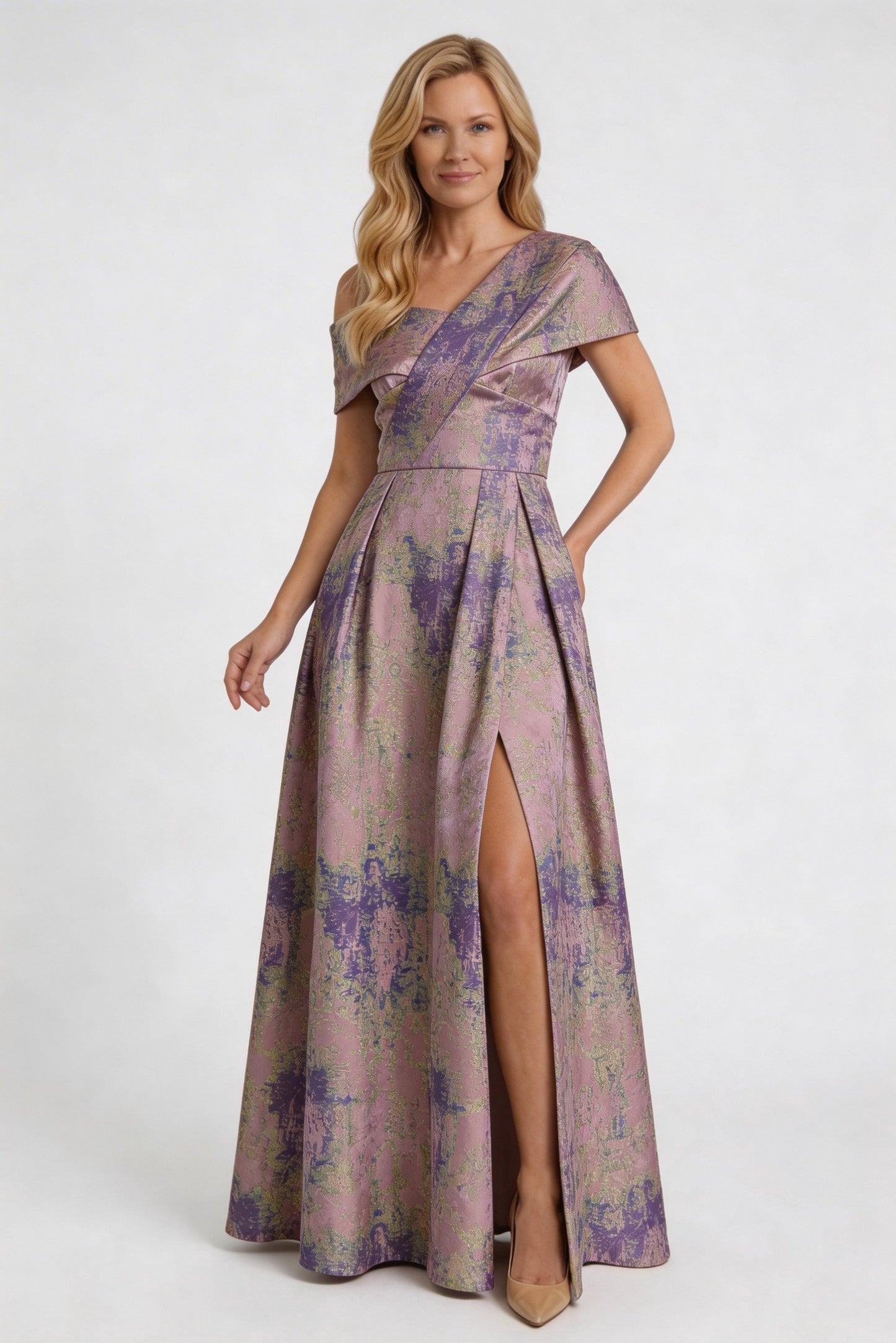 A-Line Floor Length Jacquard Mother of the Bride Dress CM0422