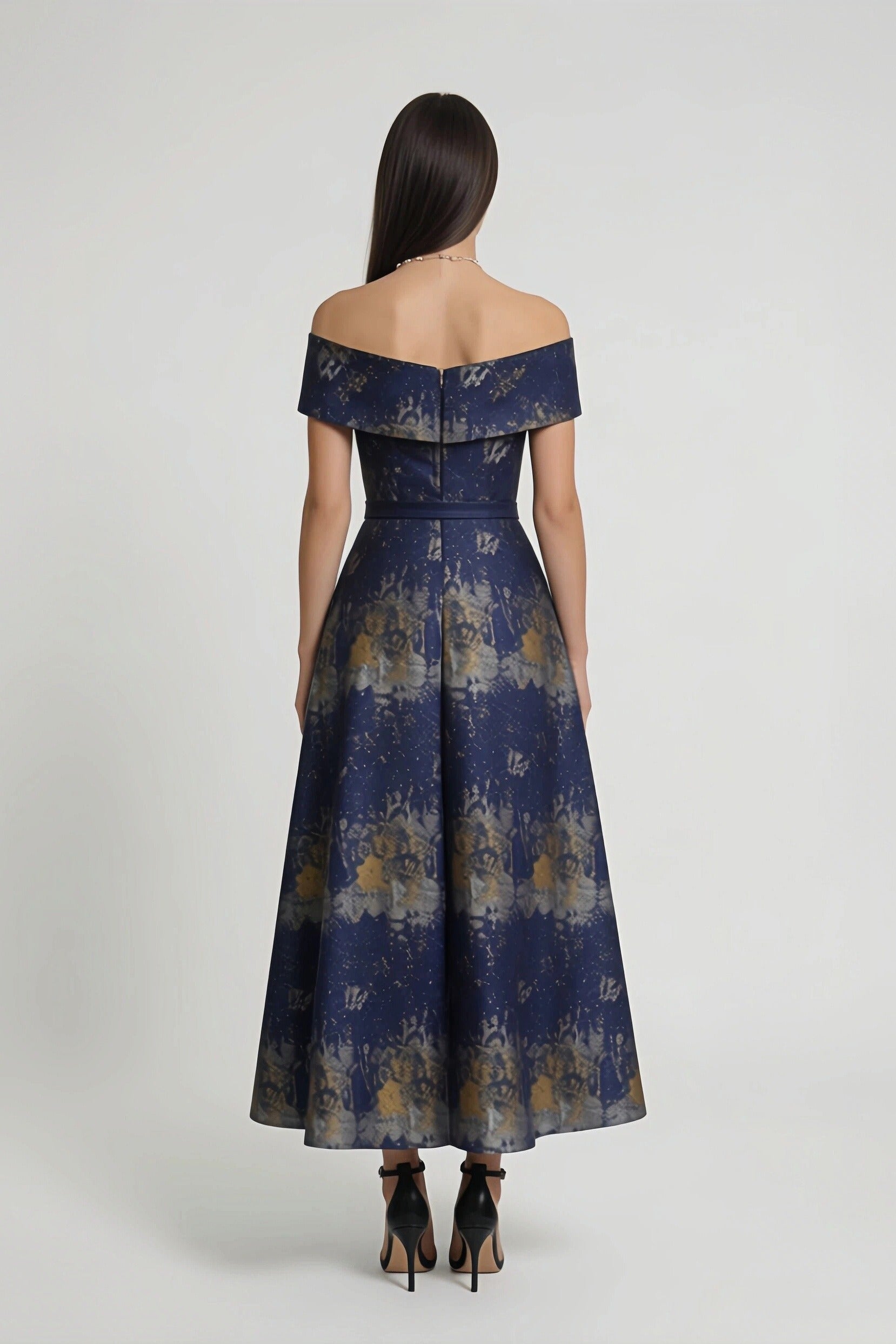A-Line Tea-Length Jacquard Wedding Guest Mother of the Bride Dress COCOMELODY CM0429, Garden Green Floral A-Line Tea-Length Jacquard Wedding Guest Mother of the Bride Dress COCOMELODY CM0429, Garden Green Floral