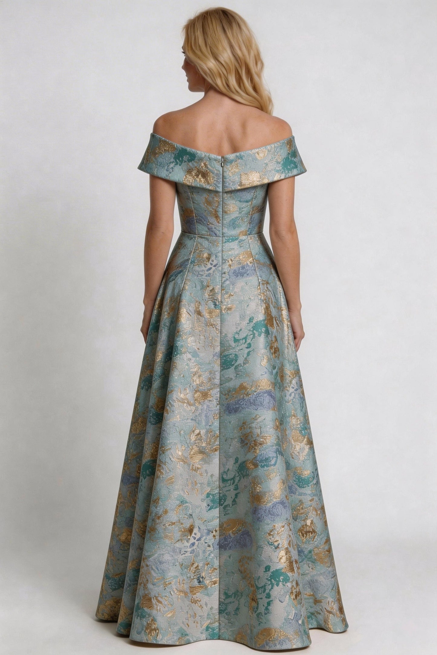A-Line Floor Length Jacquard Mother of the Bride Dress CM0430