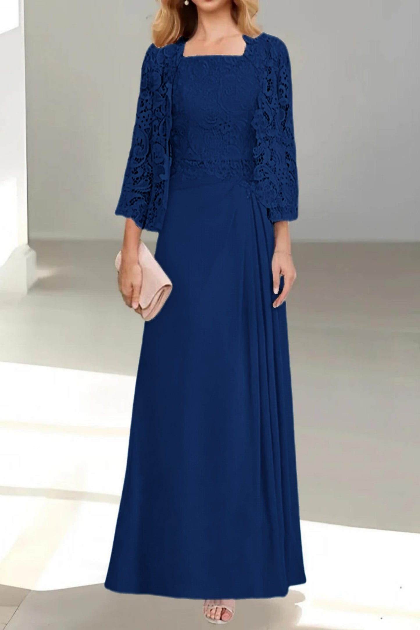 A-Line Floor Length Chiffon Mother of the Bride Dress CM0432
