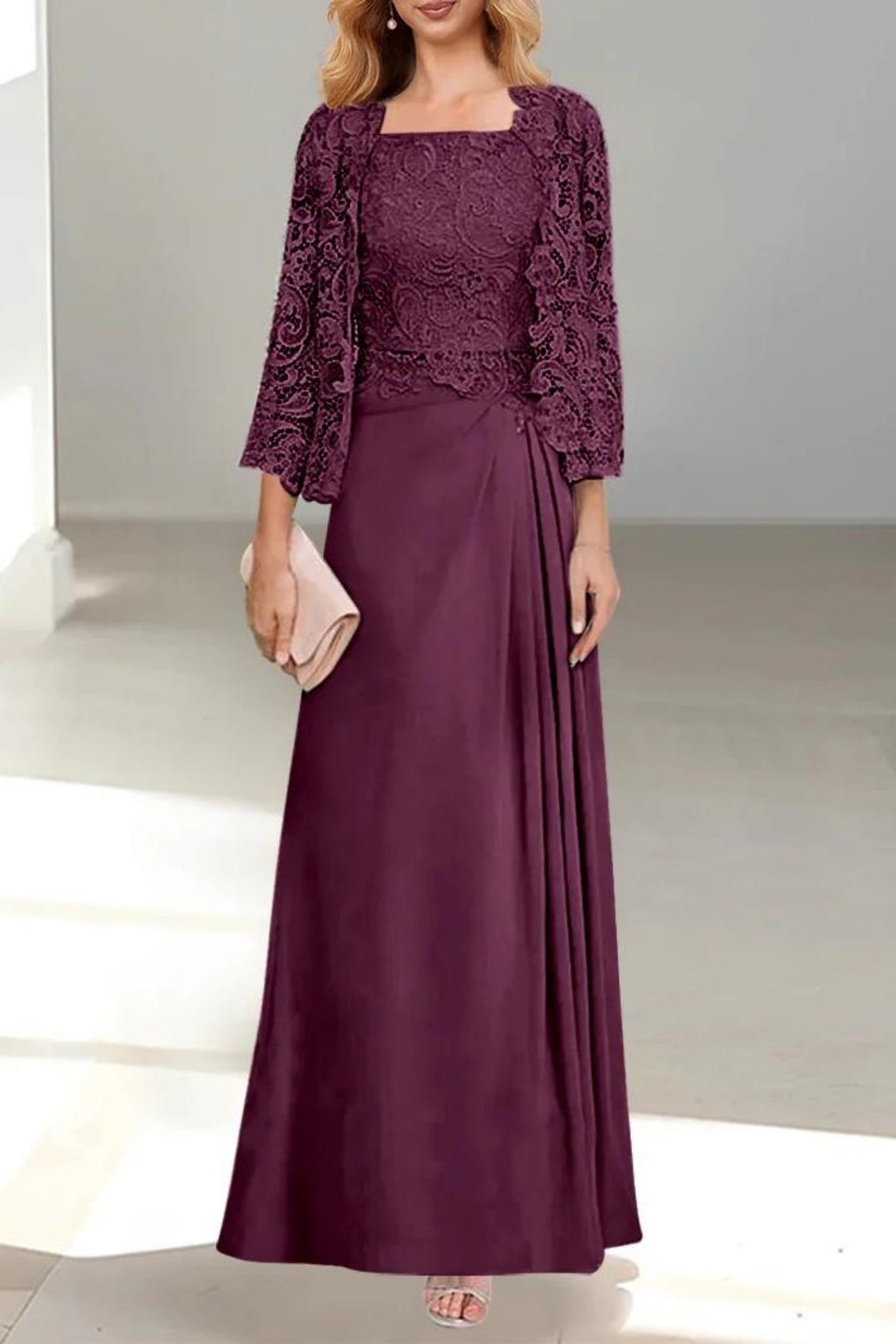 A-Line Floor Length Chiffon Mother of the Bride Dress CM0432