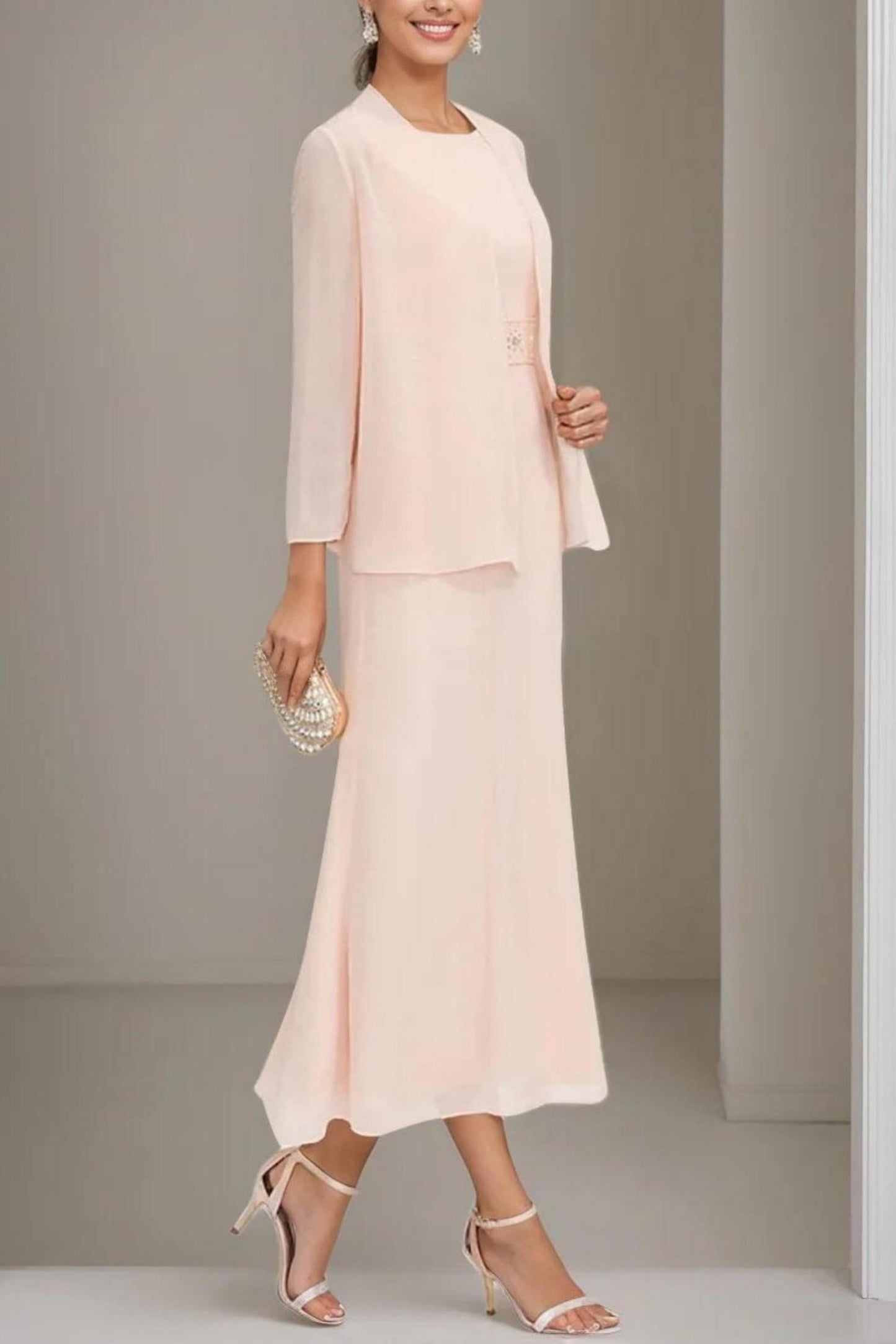 A-Line Tea Length Chiffon Mother of the Bride Dress CM0433