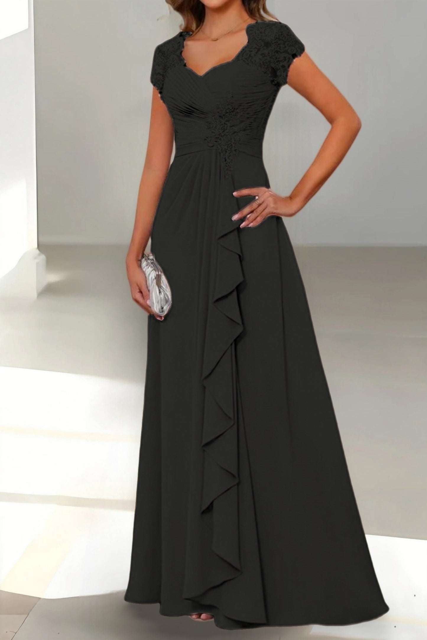 A-Line Floor Length Chiffon Mother of the Bride Dress CM0434