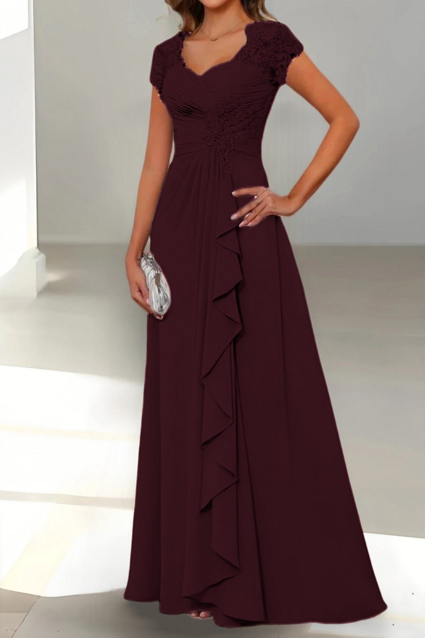A-Line Floor Length Chiffon Mother of the Bride Dress CM0434