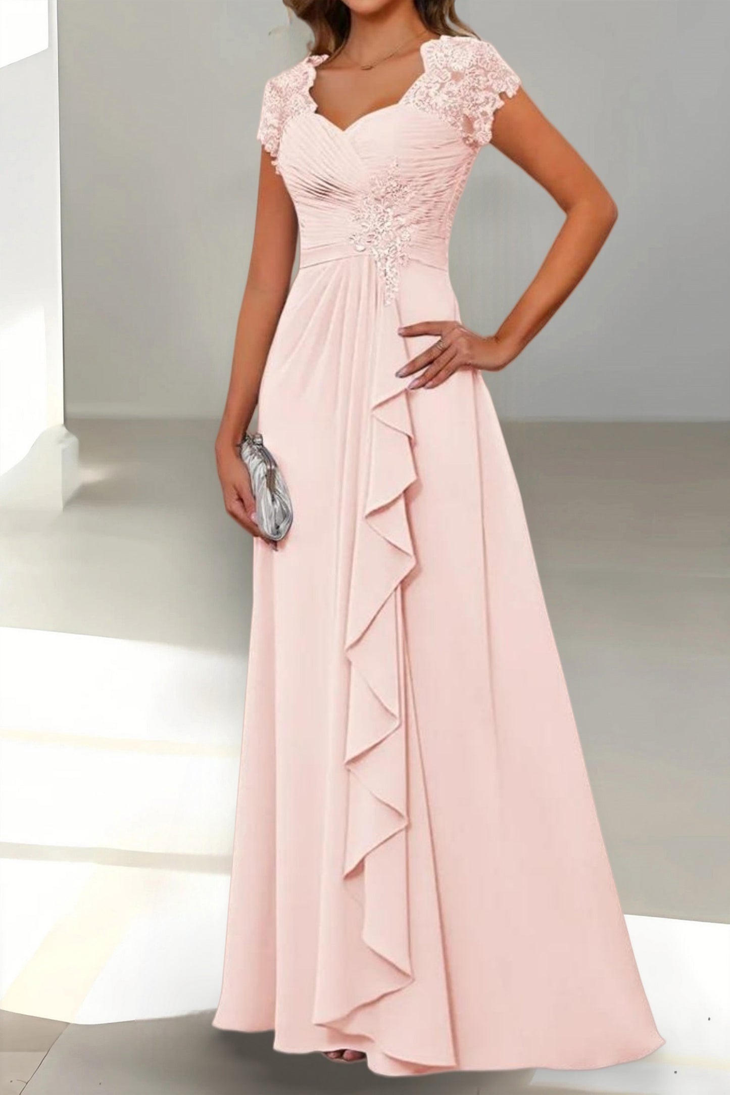 A-Line Floor Length Chiffon Mother of the Bride Dress CM0434