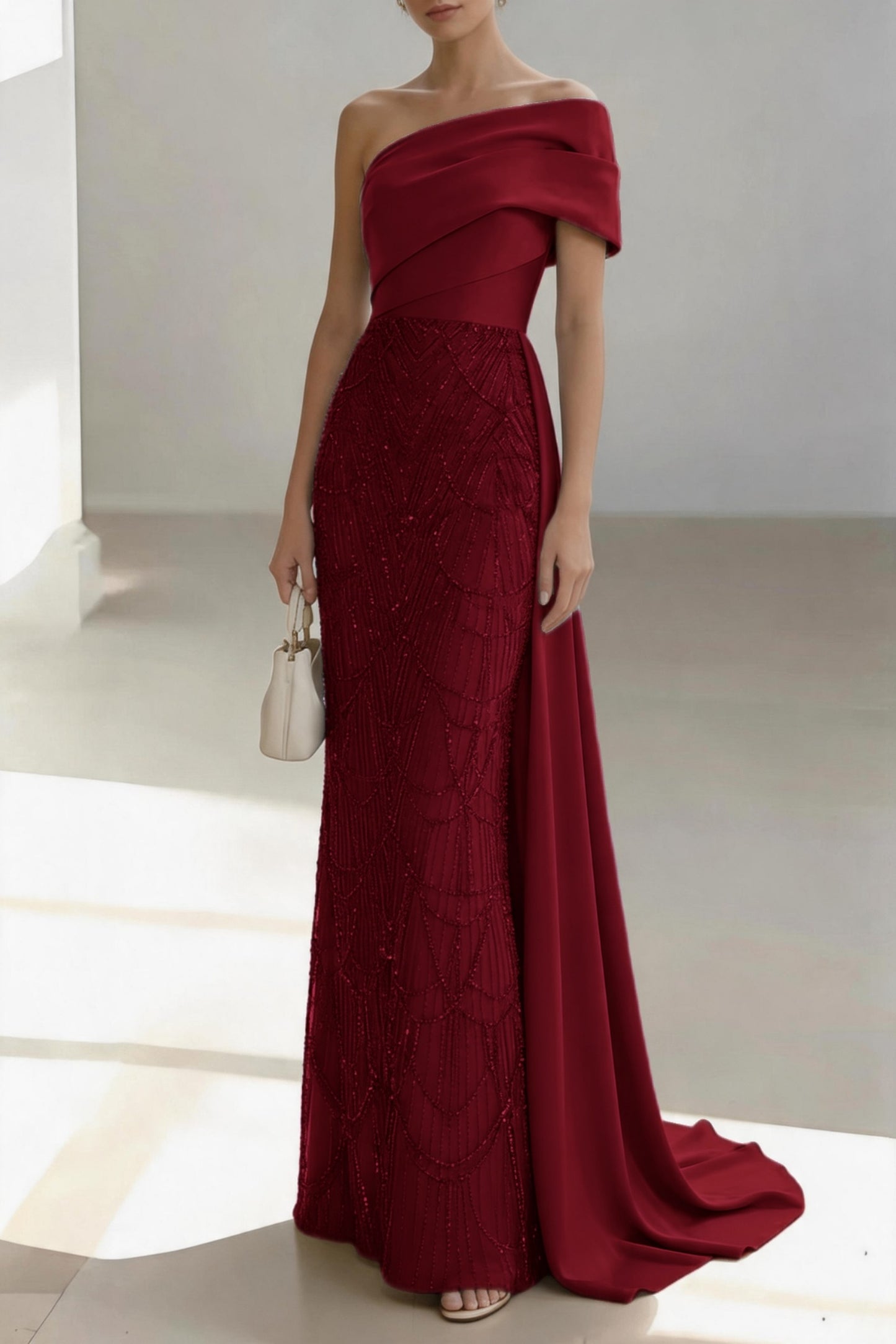 Sheath-Column Floor Length Satin Mother of the Bride Dress CM0438