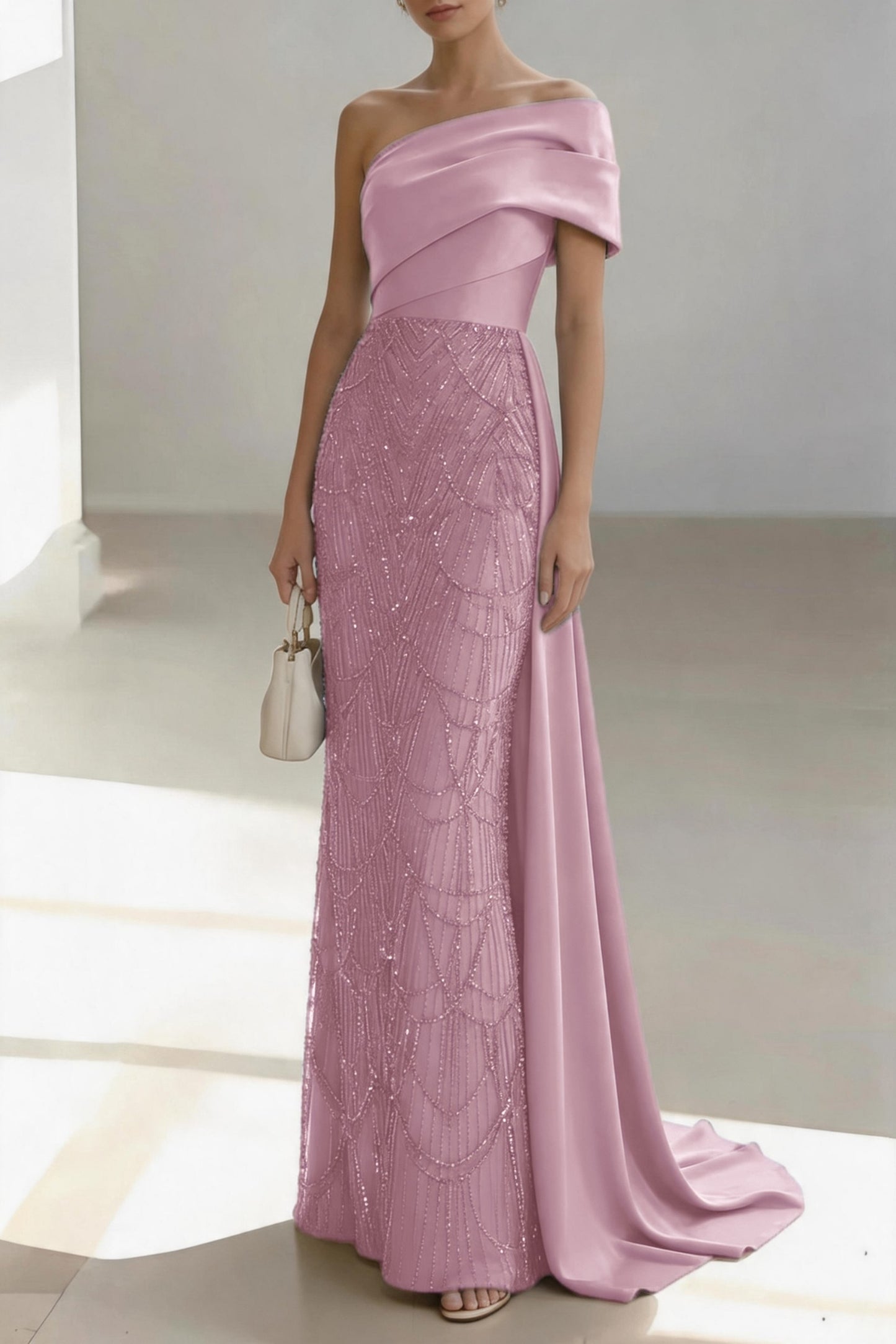 Sheath-Column Floor Length Satin Mother of the Bride Dress CM0438