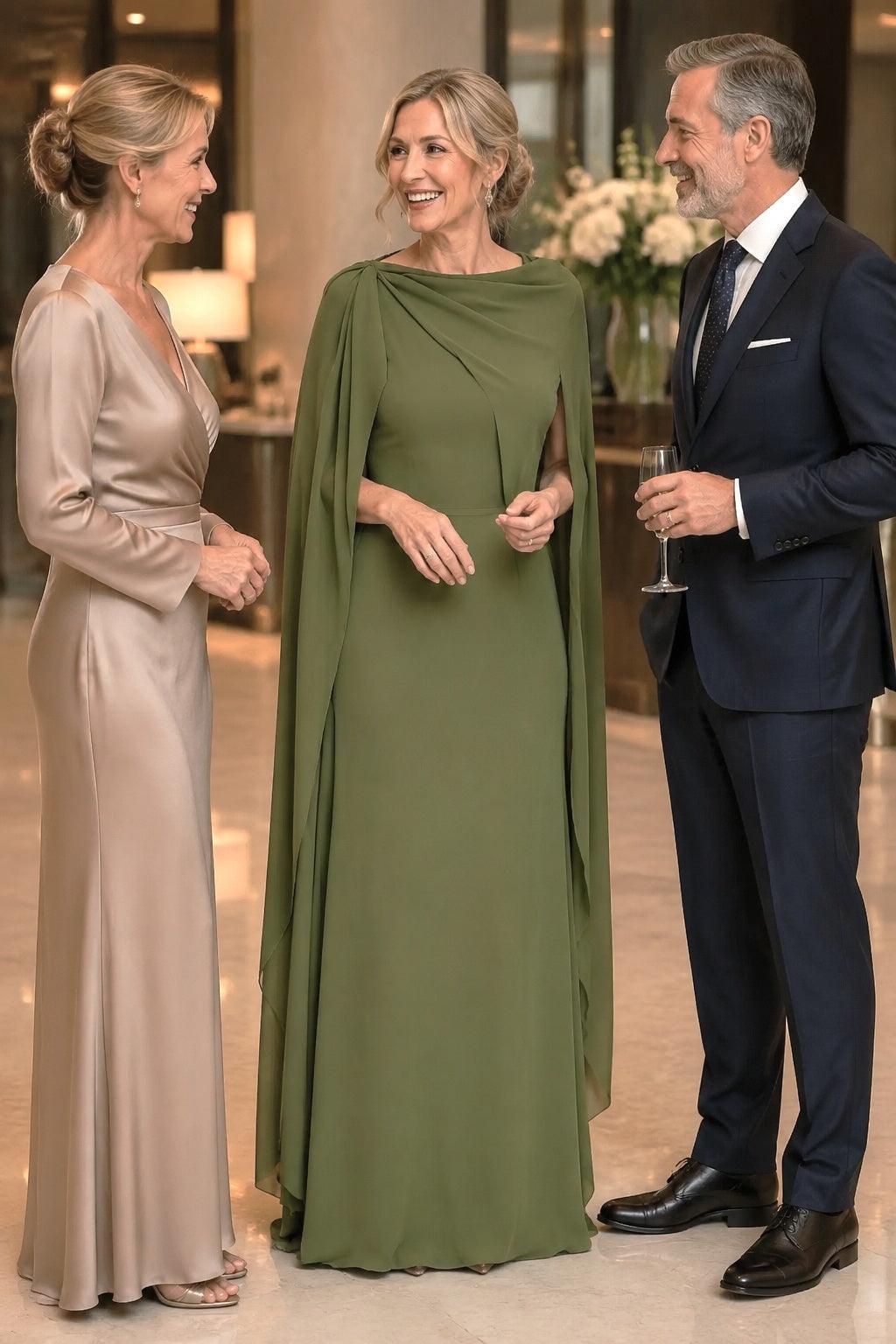 A-Line Floor Length Chiffon Mother of the Bride Dress CM0439 - Olive Green - COCOMELODY