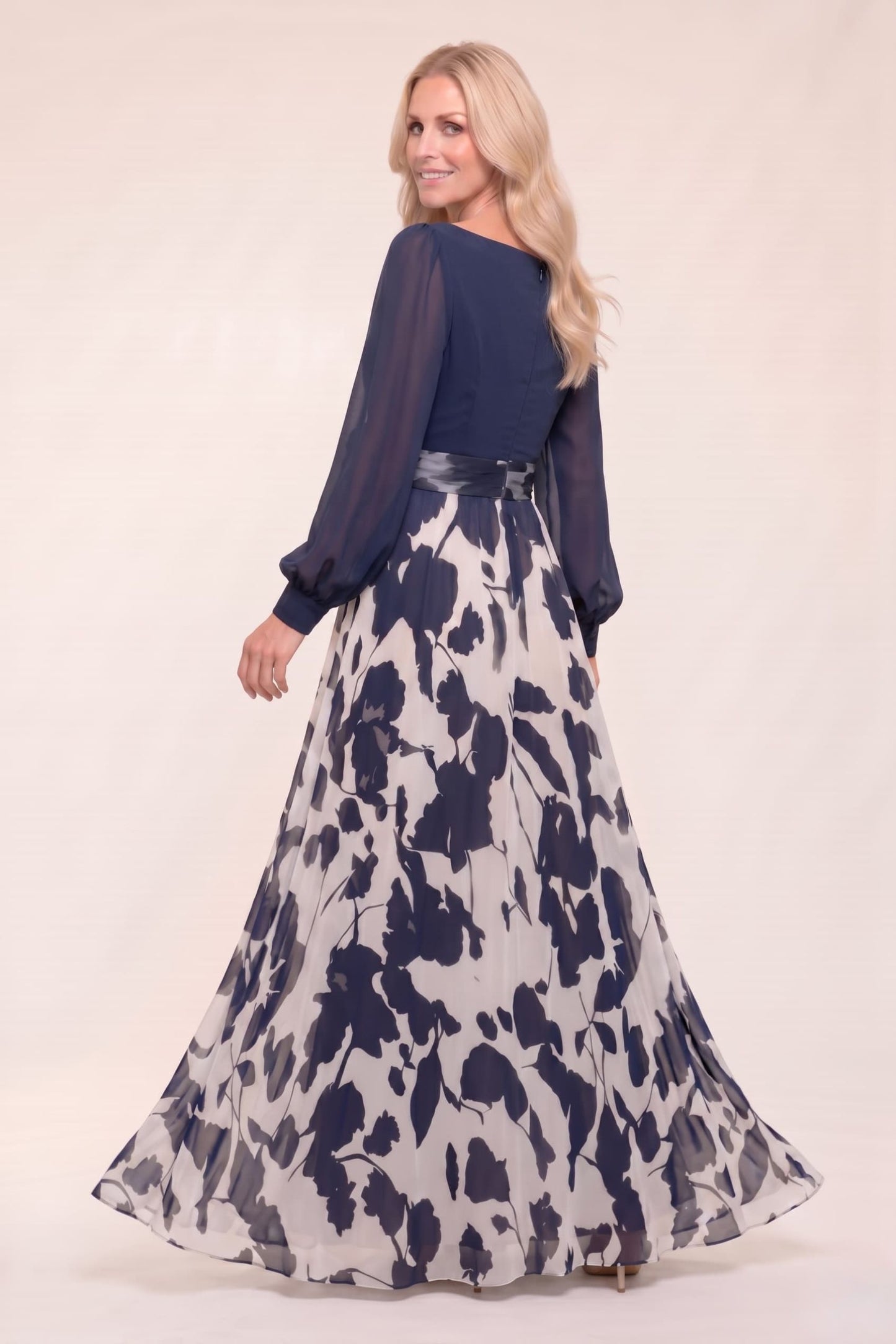 A-Line Maxi Printed Chiffon Mother of the Bride Dress CM0442