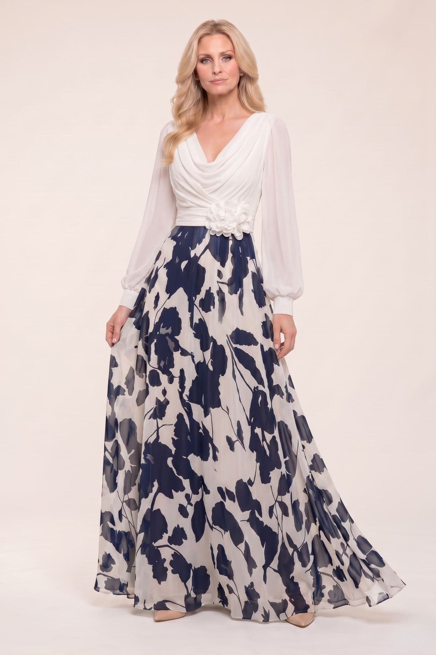 A-Line Maxi Printed Chiffon Mother of the Bride Dress CM0442