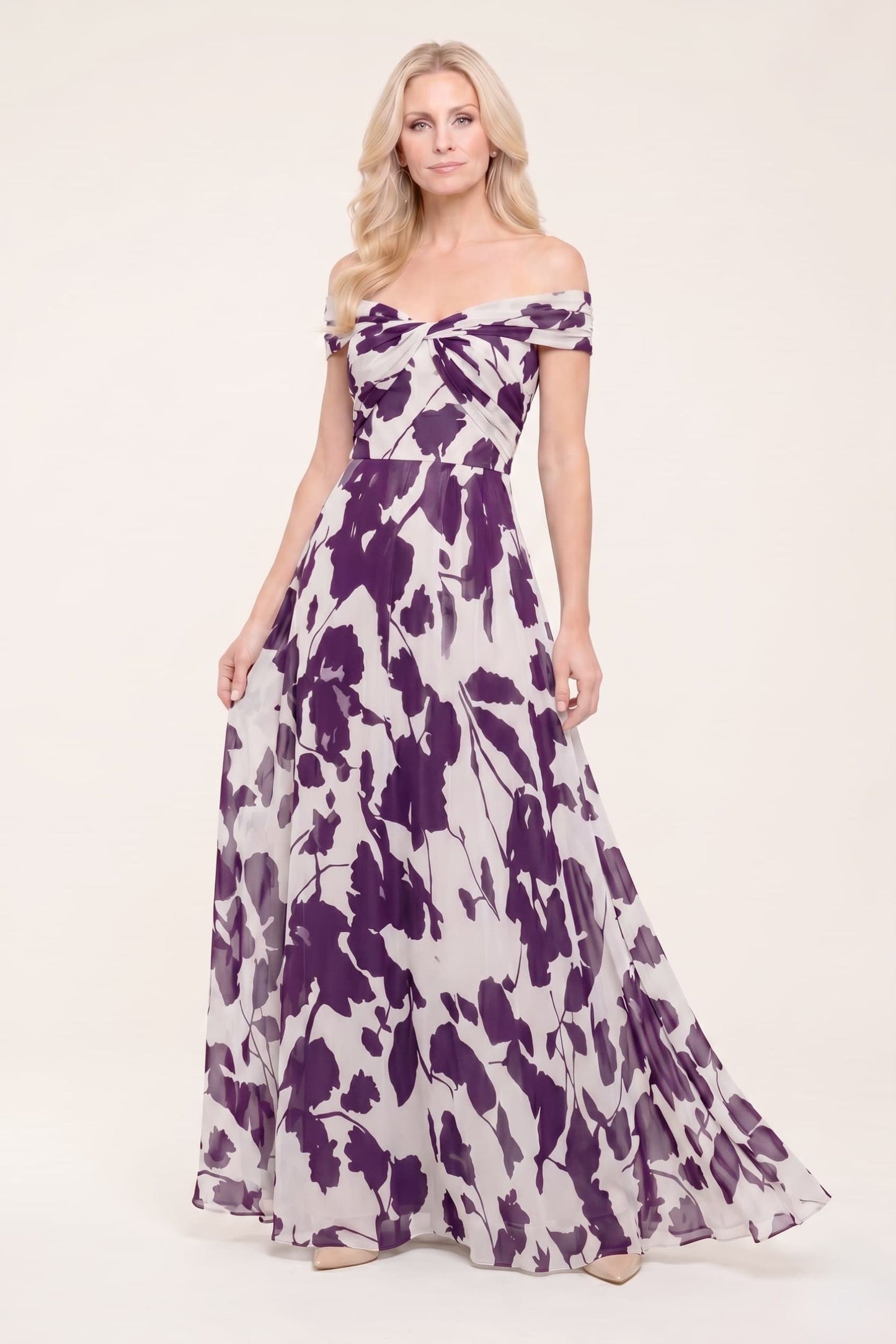 A-Line Maxi Printed Chiffon Mother of the Bride Dress CM0443