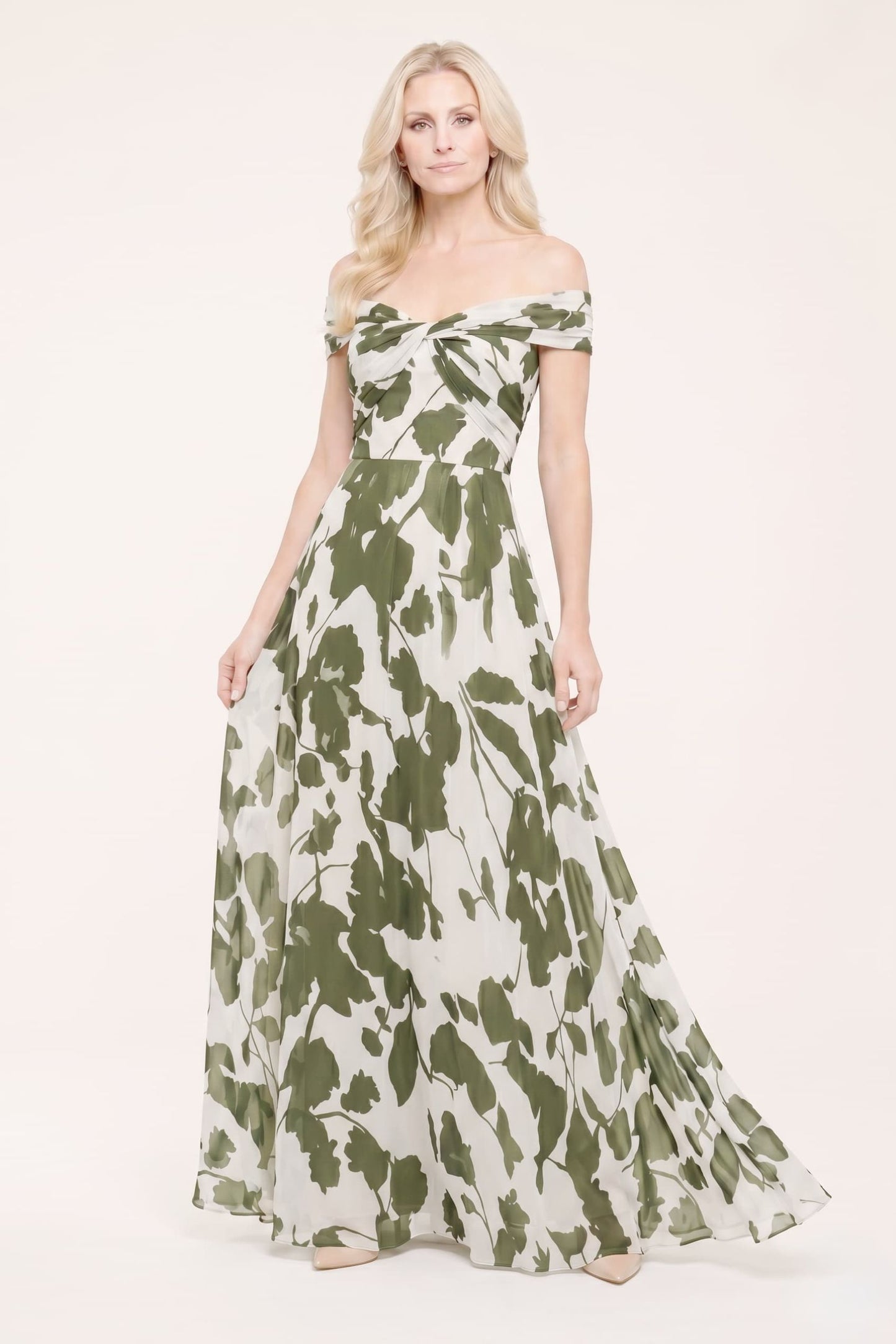 A-Line Maxi Printed Chiffon Mother of the Bride Dress CM0443