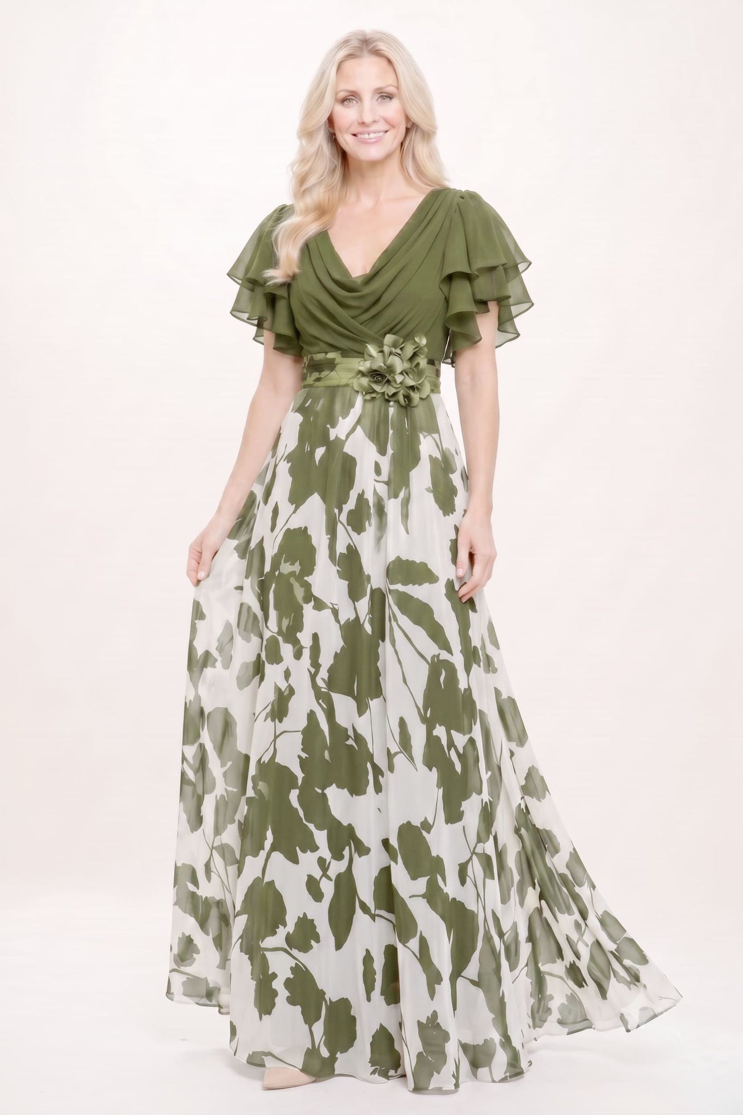 A-Line Maxi Printed Chiffon Mother of the Bride Dress CM0445