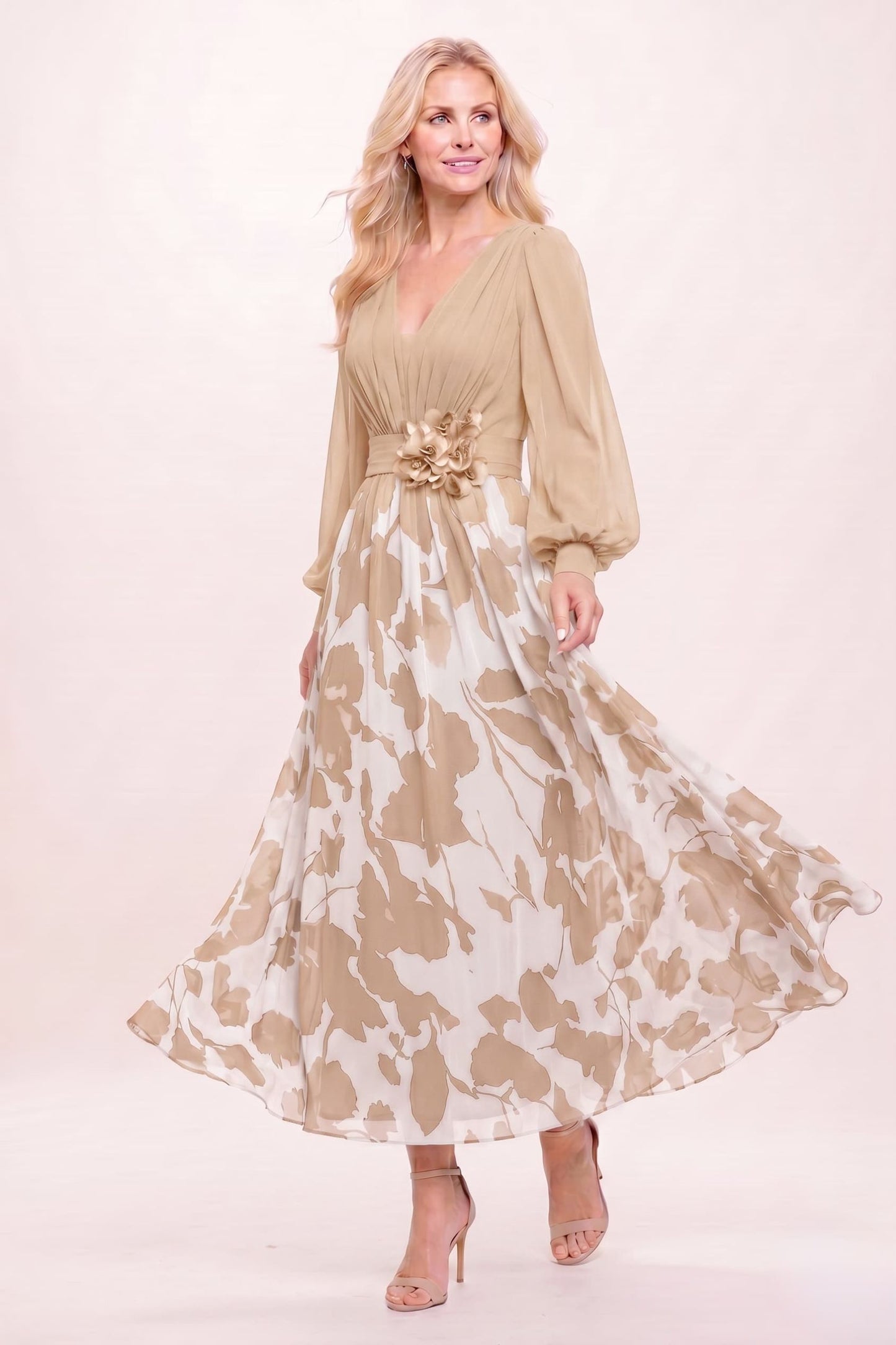 A-Line Ankle Length Printed Chiffon Mother of the Bride Dress CM0446