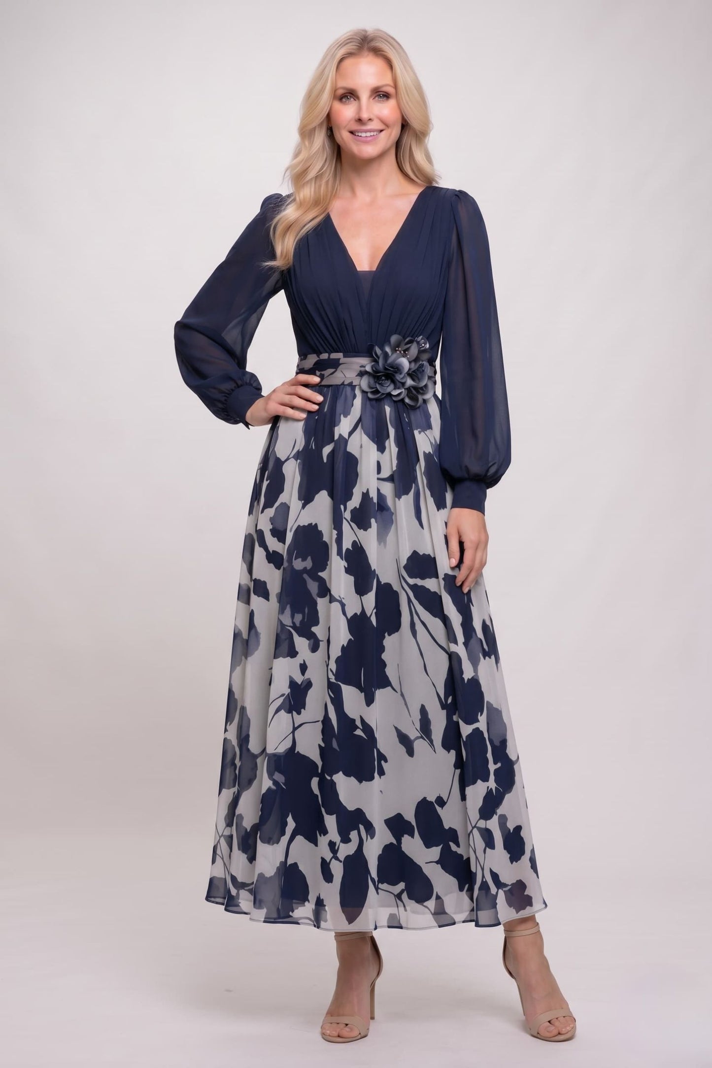 A-Line Ankle Length Printed Chiffon Mother of the Bride Dress CM0446
