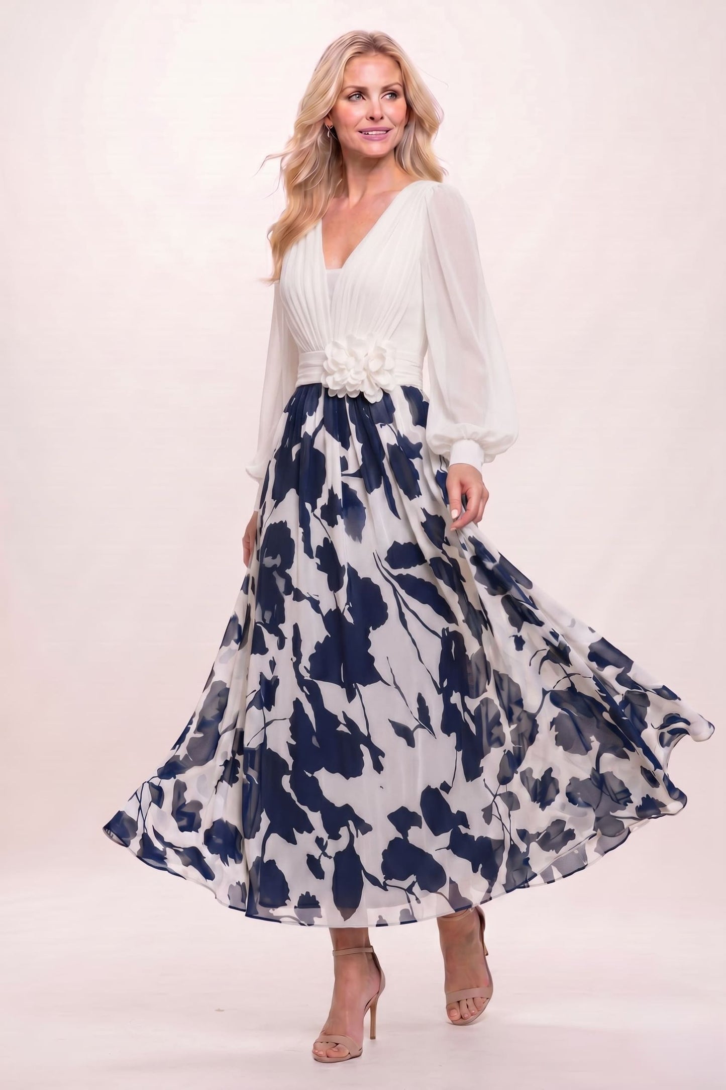 A-Line Ankle Length Printed Chiffon Mother of the Bride Dress CM0446