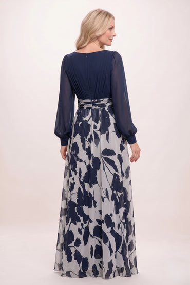 A-Line Maxi Printed Chiffon Mother of the Bride Dress CM0447