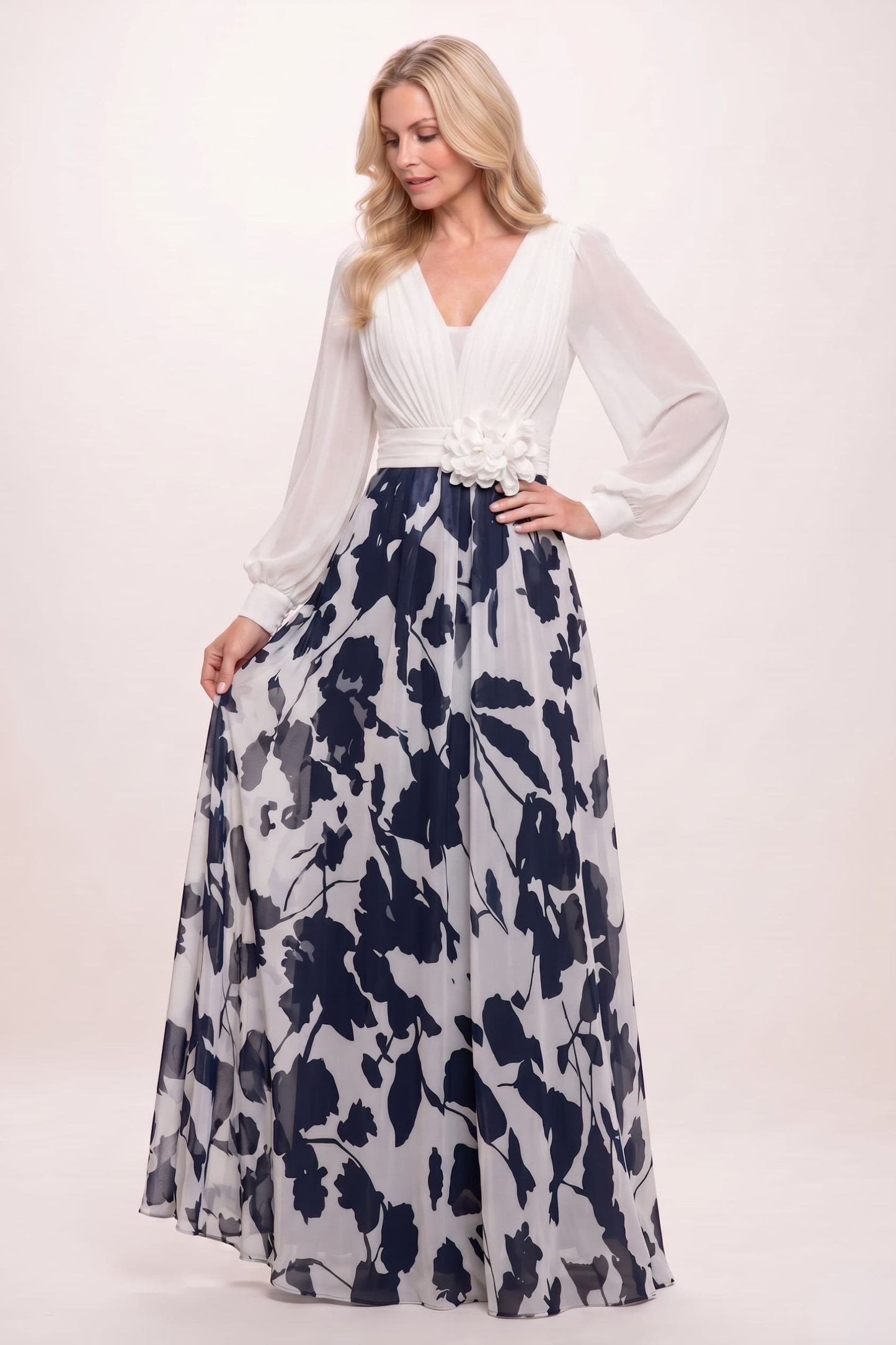 A-Line Maxi Printed Chiffon Mother of the Bride Dress CM0447