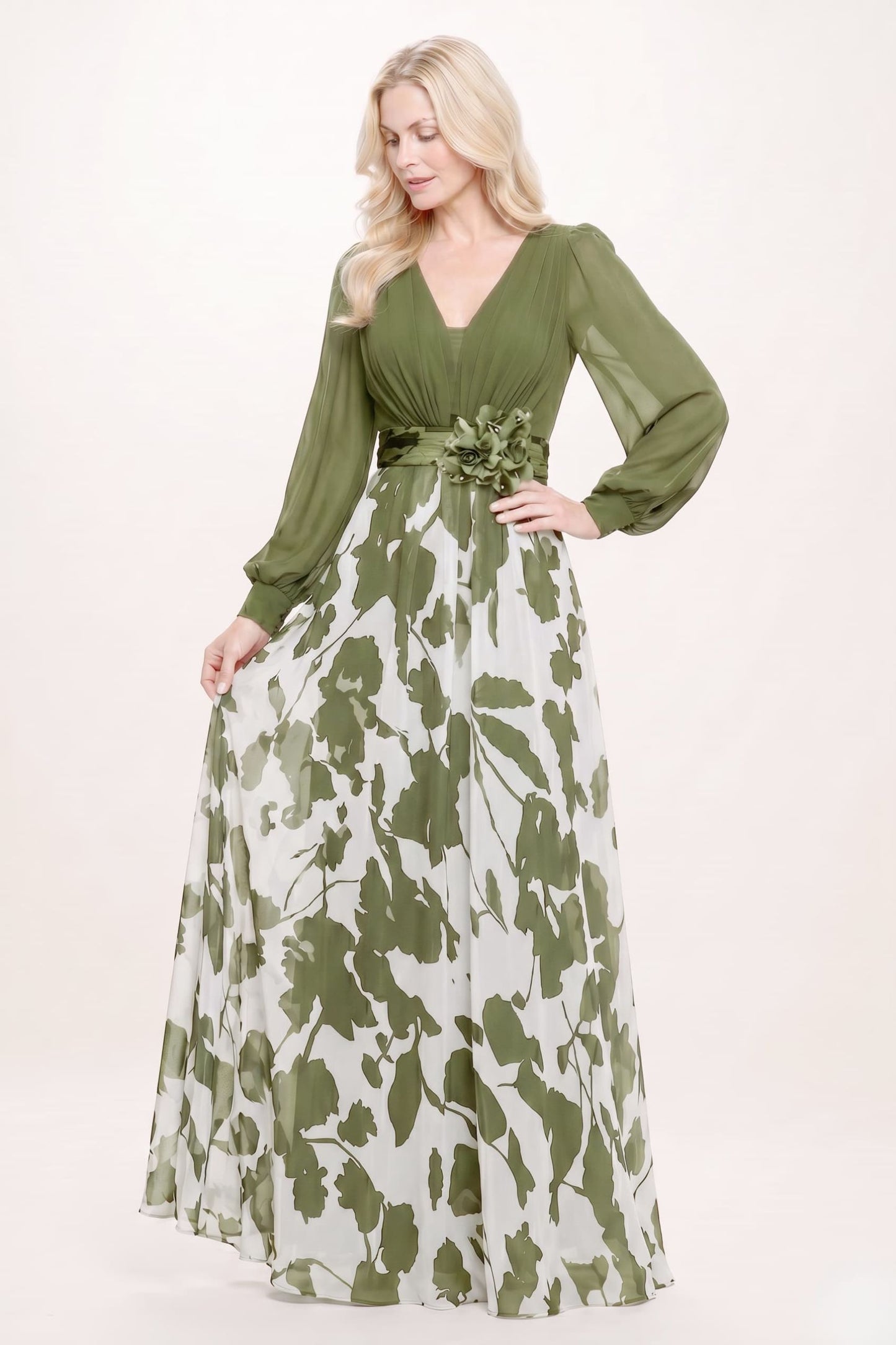 A-Line Maxi Printed Chiffon Mother of the Bride Dress CM0447