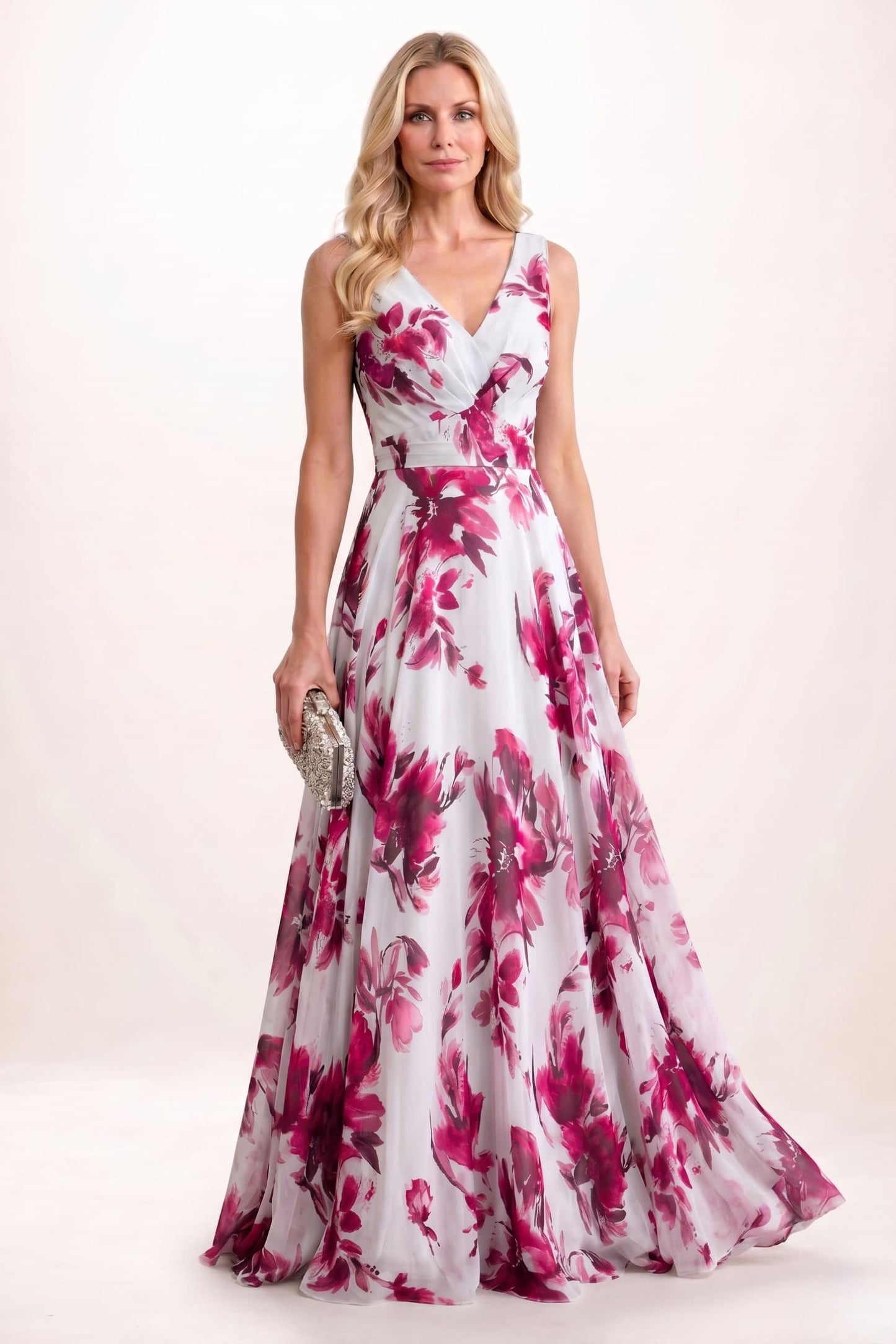 A-Line Maxi Printed Chiffon Mother of the Bride Dress CM0448