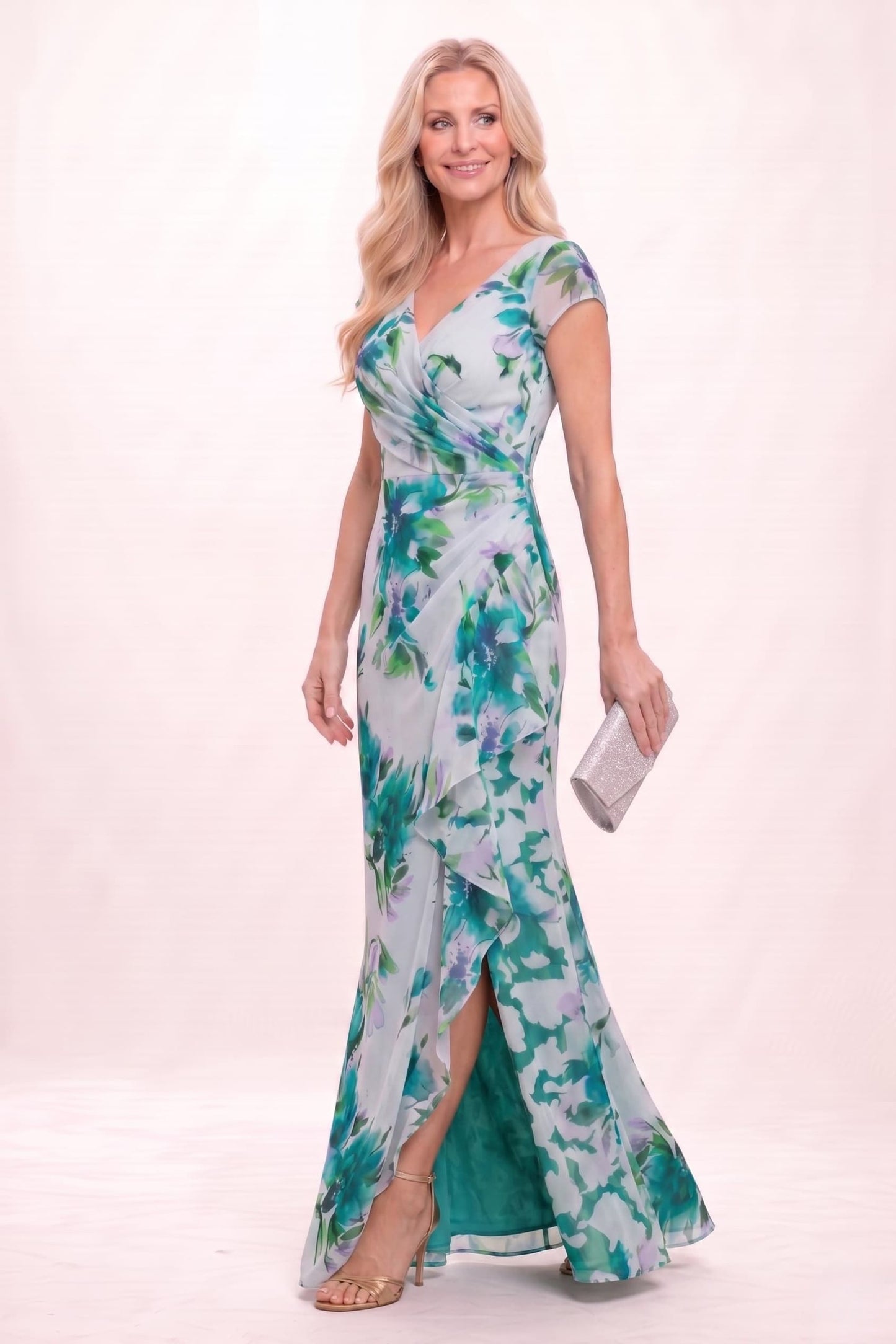 Sheath-Column Maxi Printed Chiffon Mother of the Bride Dress CM0449