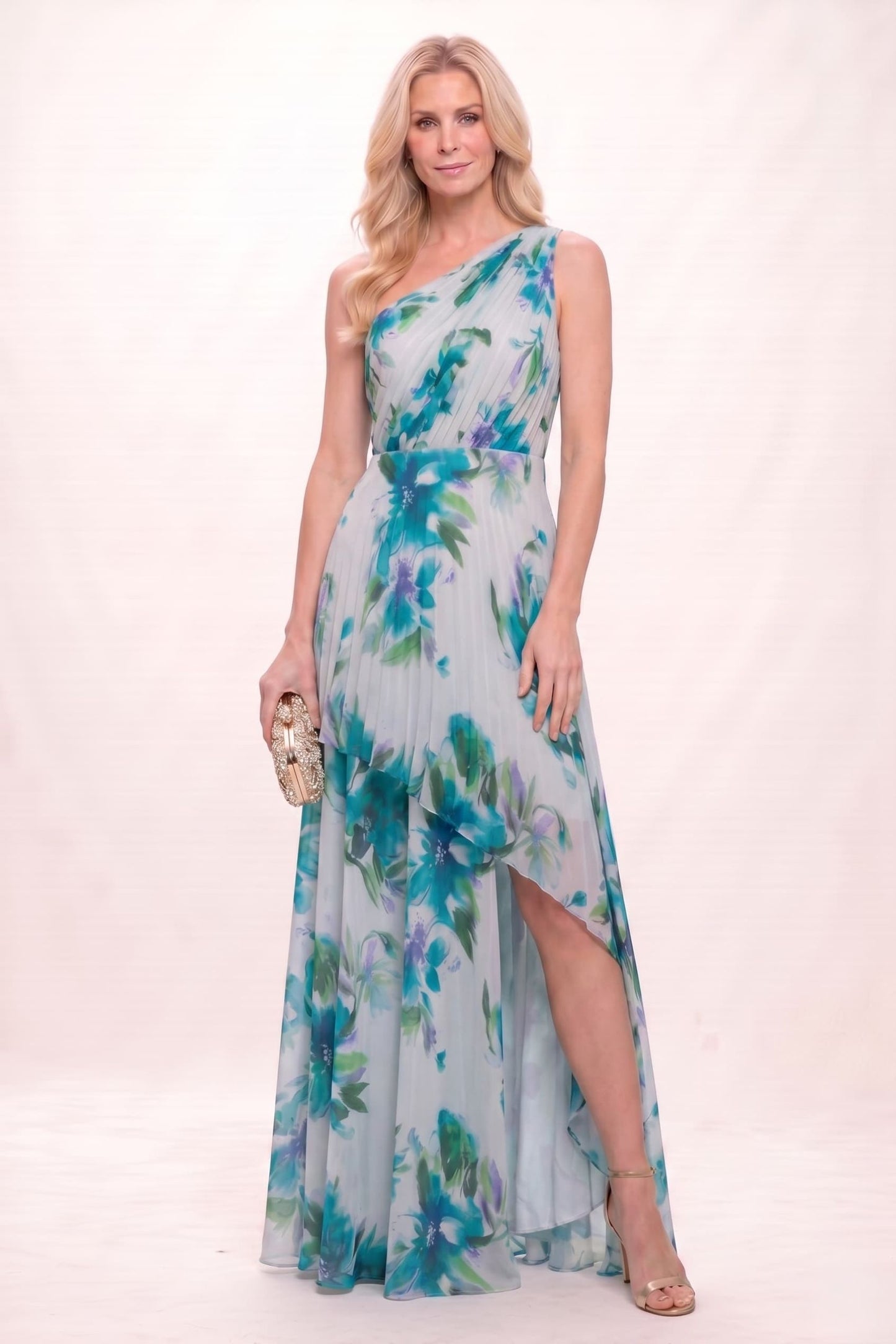 A-Line Maxi Printed Chiffon Mother of the Bride Dress CM0450