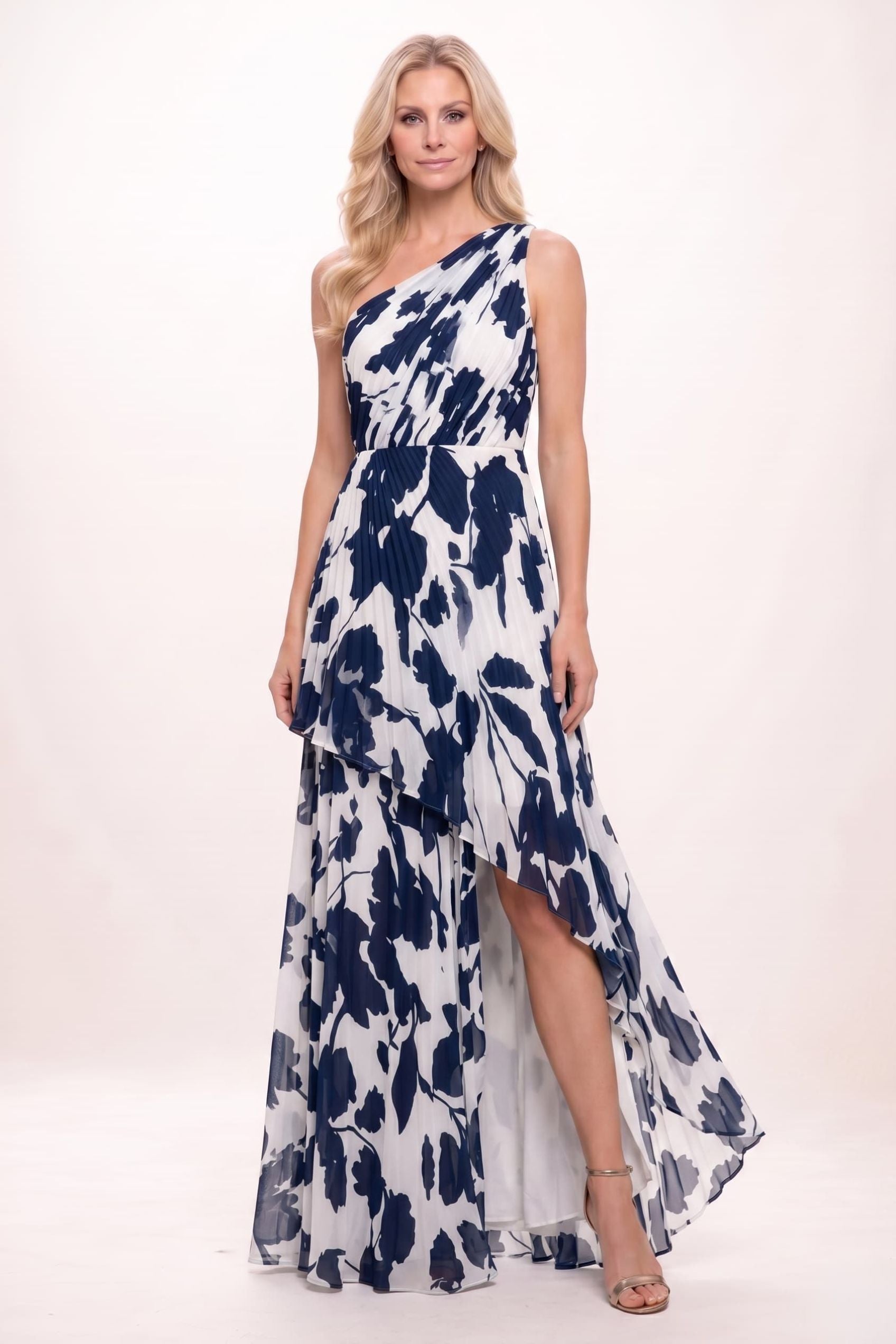 A-Line Maxi Printed Chiffon Elegant Mother of the Bride Dress with
