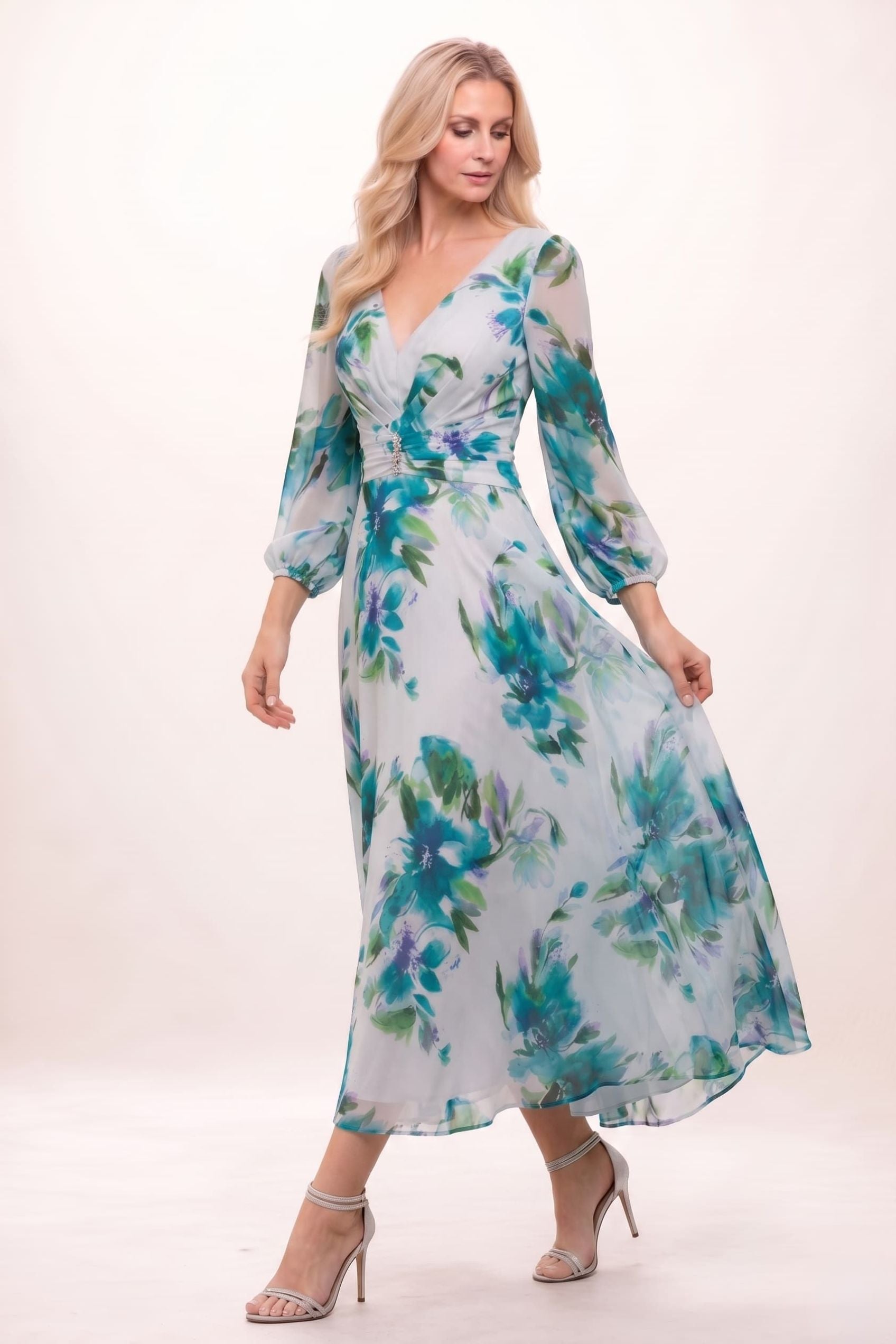ankle length chiffon dresses A-line V Neck Chiffon Ankle-Length Mother of the Bride Dress with Lace Applique Jacket S5041M - Mother of the Bride Dresses
