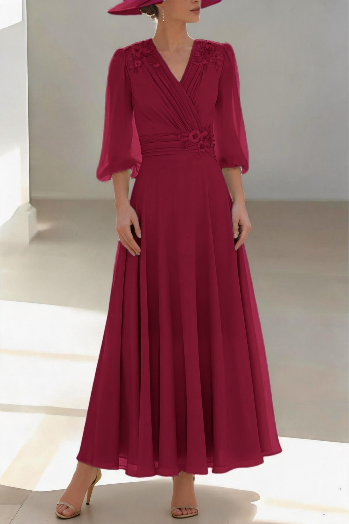 A-Line Ankle Length Chiffon Mother of the Bride Dress CM0455