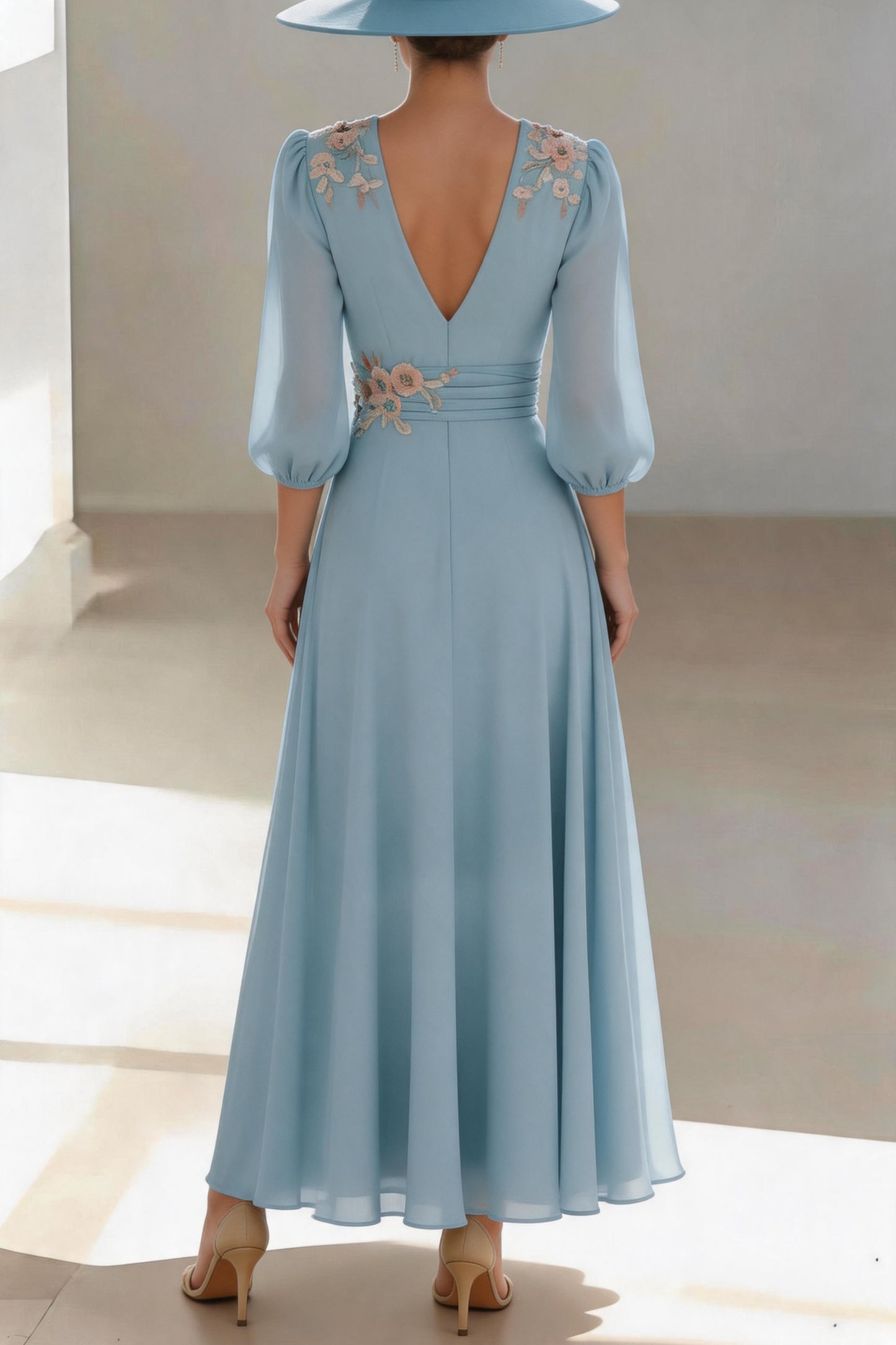 A-Line Ankle Length Chiffon Mother of the Bride Dress CM0455