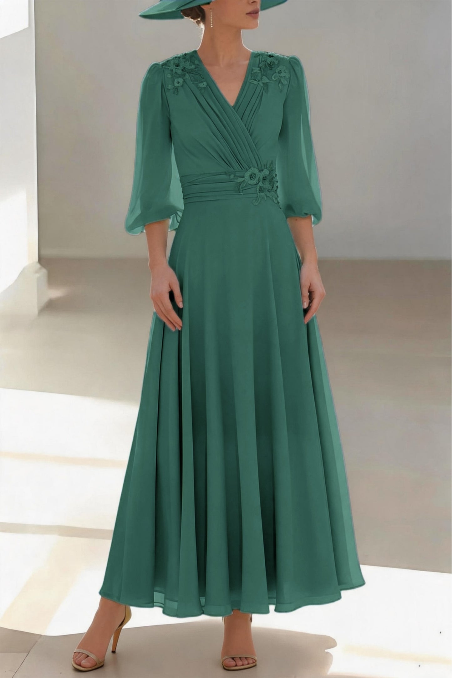 A-Line Ankle Length Chiffon Mother of the Bride Dress CM0455